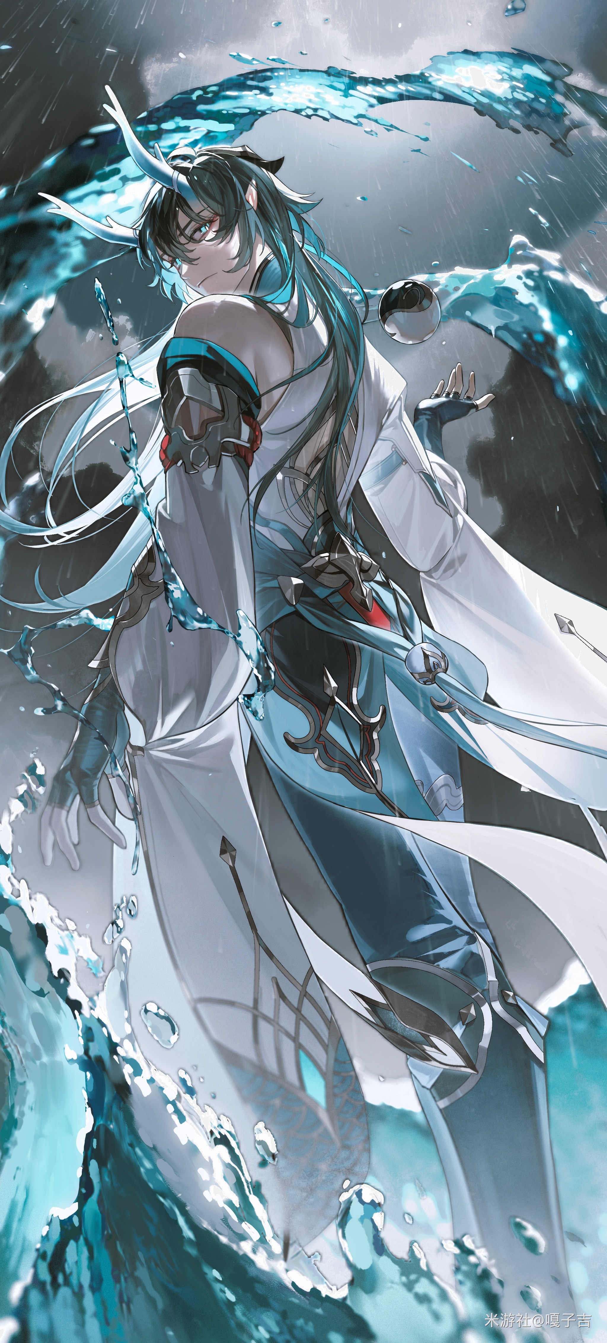 Dan Heng from Honkai: Star Rail with water and rain HD Phone Wallpaper