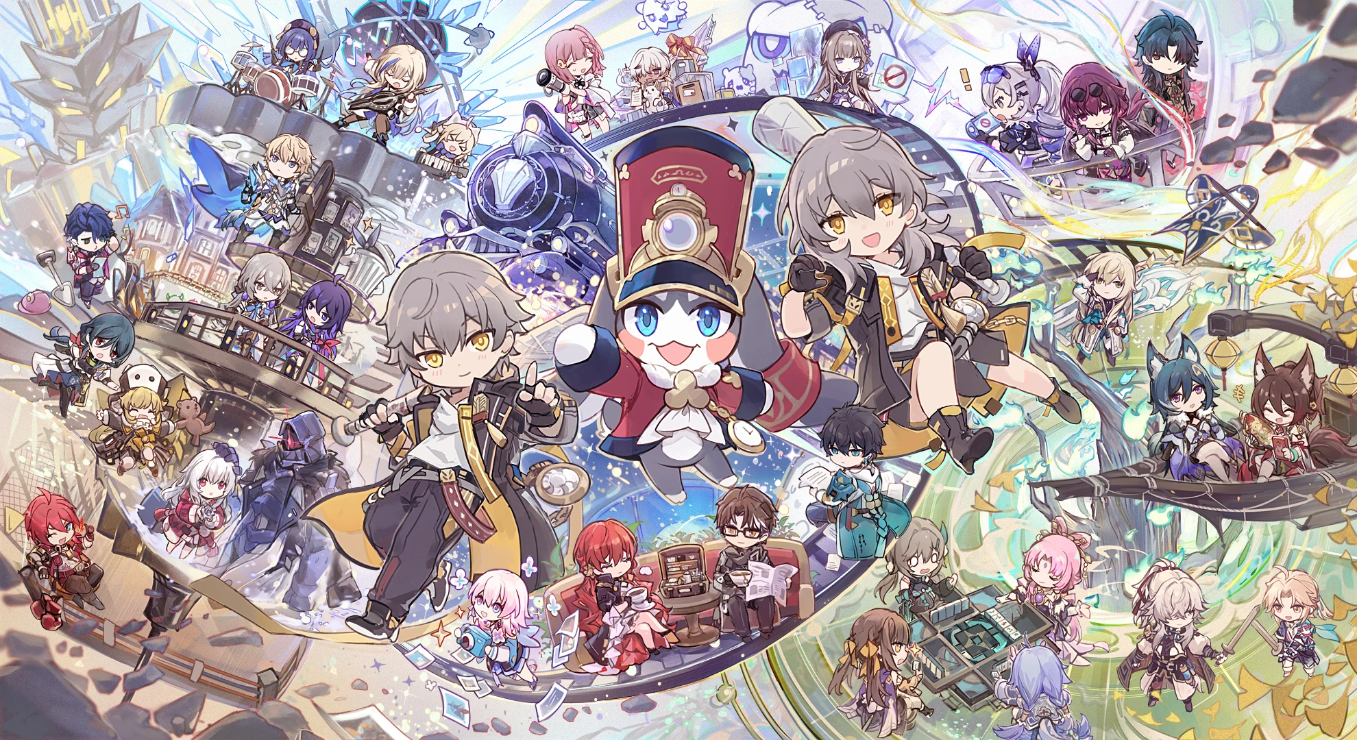 Honkai: Star Rail Chibi Characters with Kafka HD Wallpaper