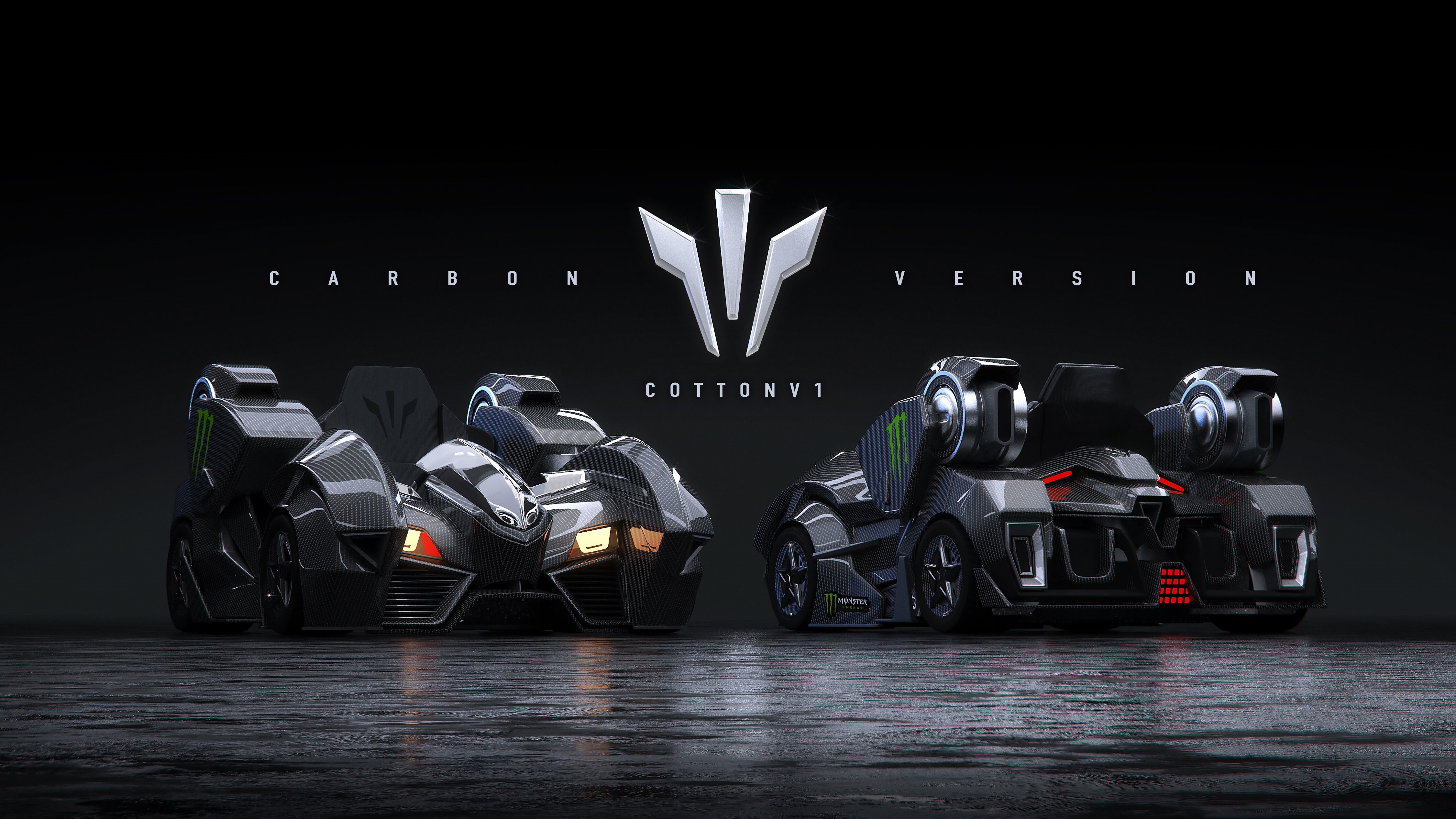4K Carbon Version CottonV1 Popkart car HD Wallpaper
