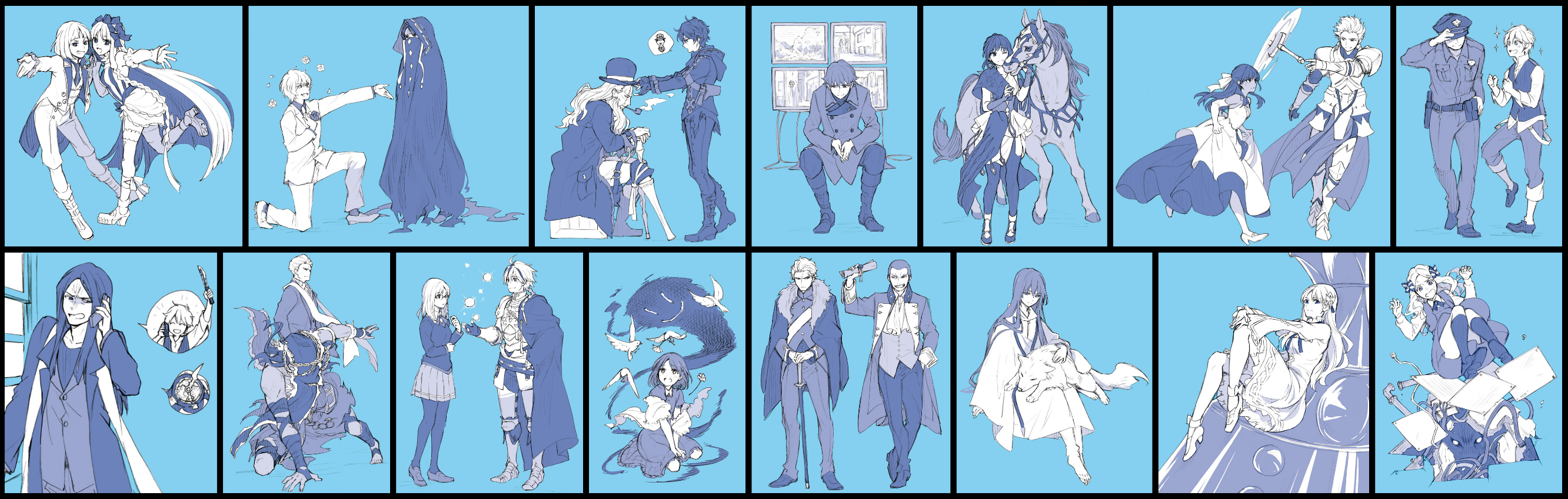 Fate/strange Fake characters collage HD Wallpaper