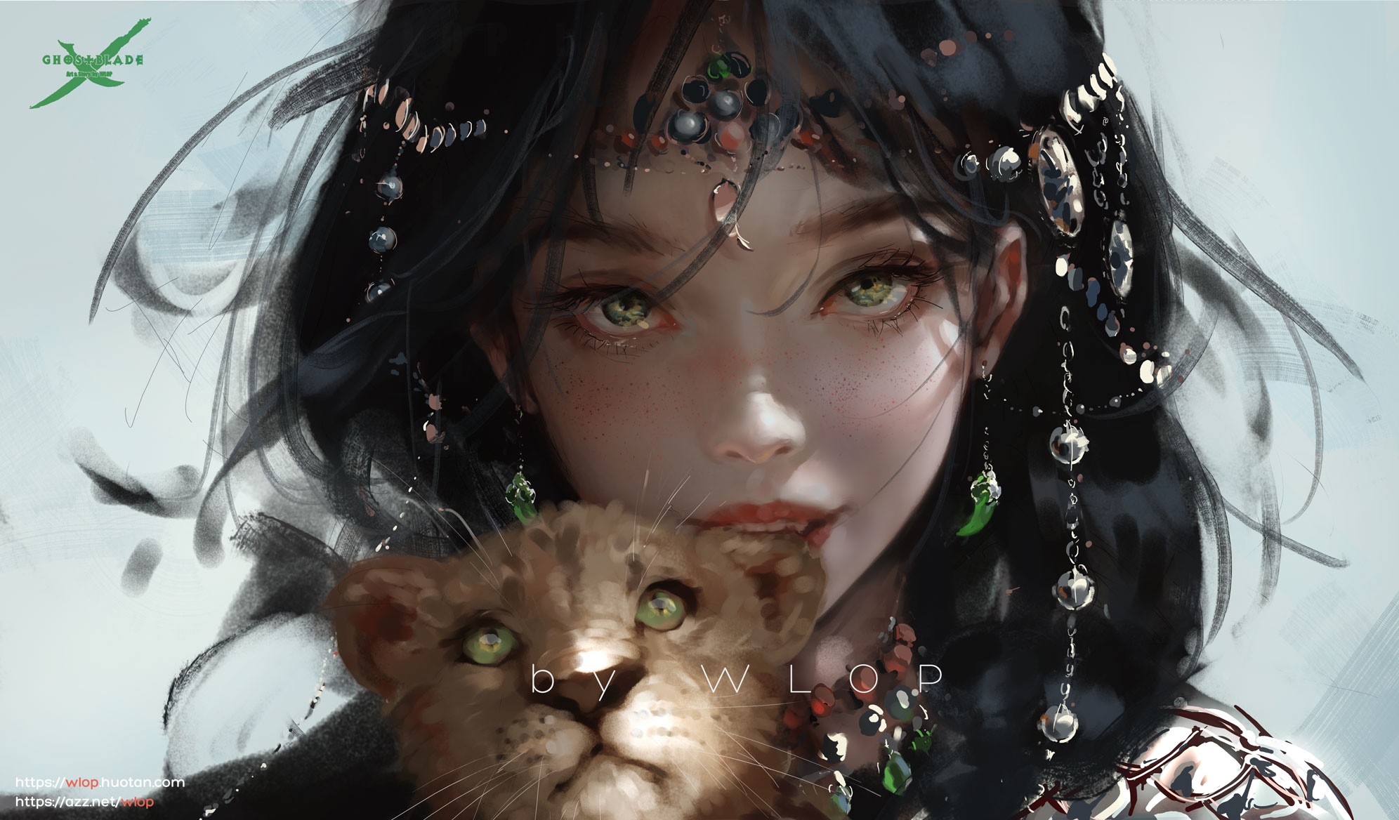 Woman with a lion cub by WLOP HD Wallpaper