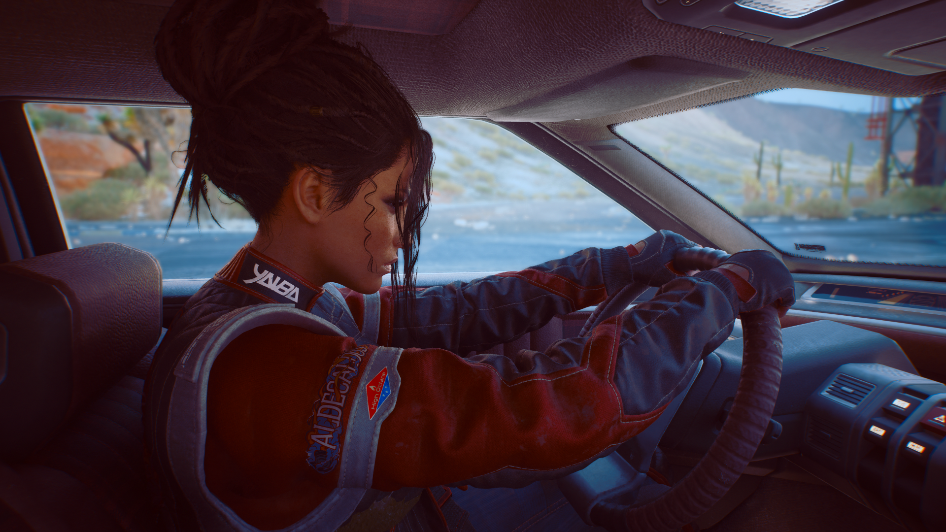 Panam Palmer driving a car in Cyberpunk 2077 HD Wallpaper