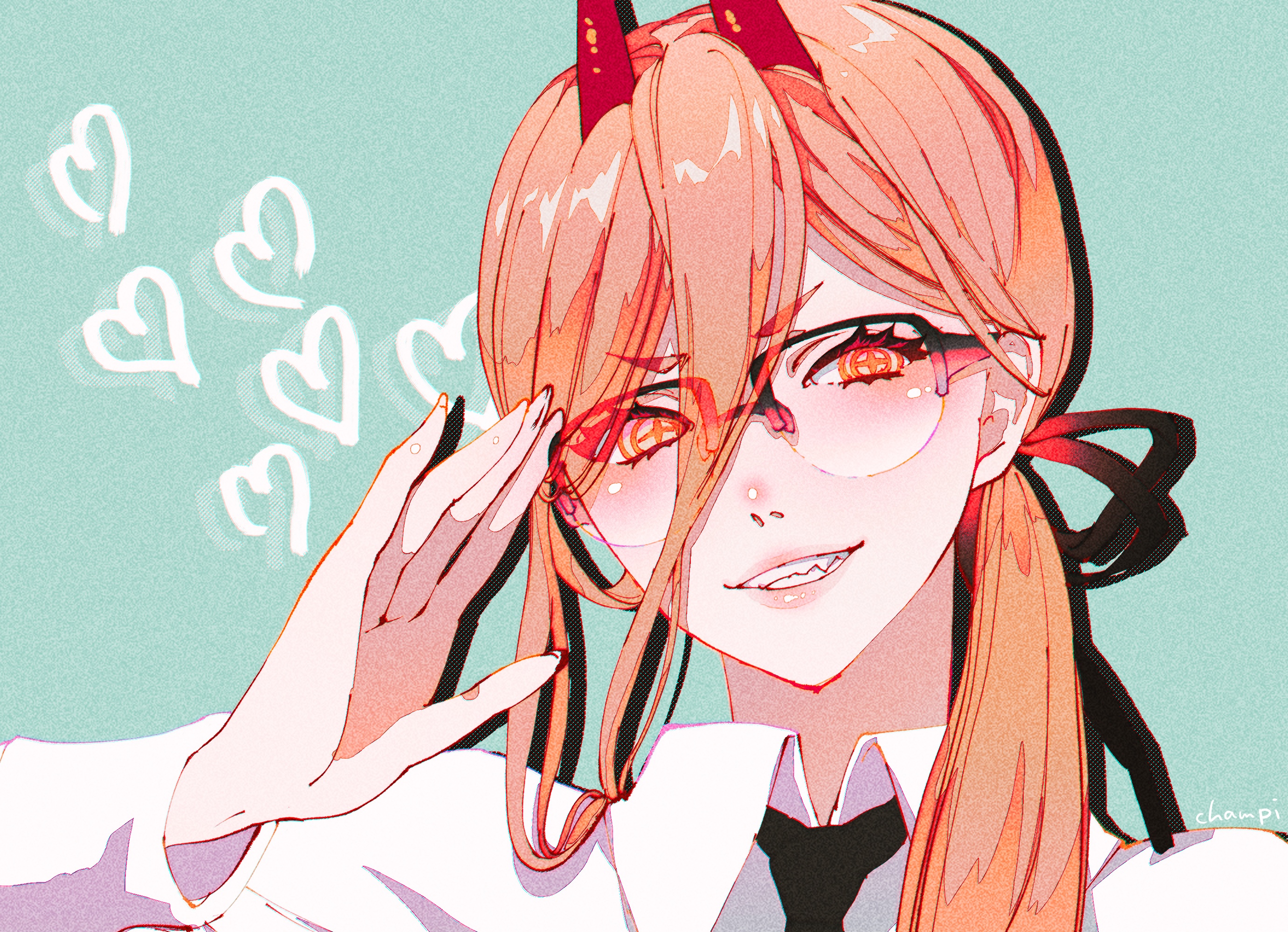 Power from Chainsaw Man wearing glasses and smiling HD Wallpaper
