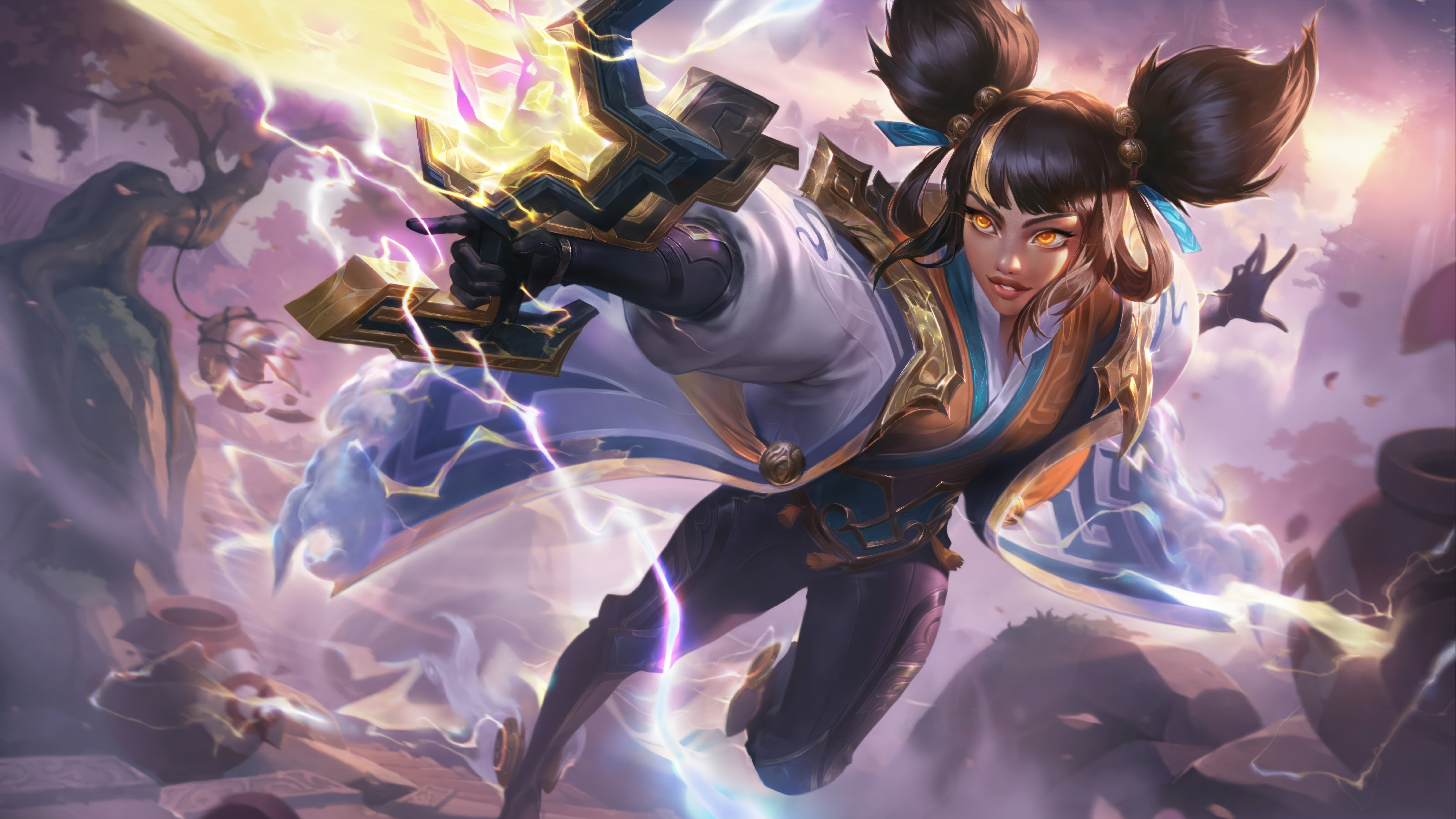 4K Zeri from League of Legends with lightning HD Wallpaper