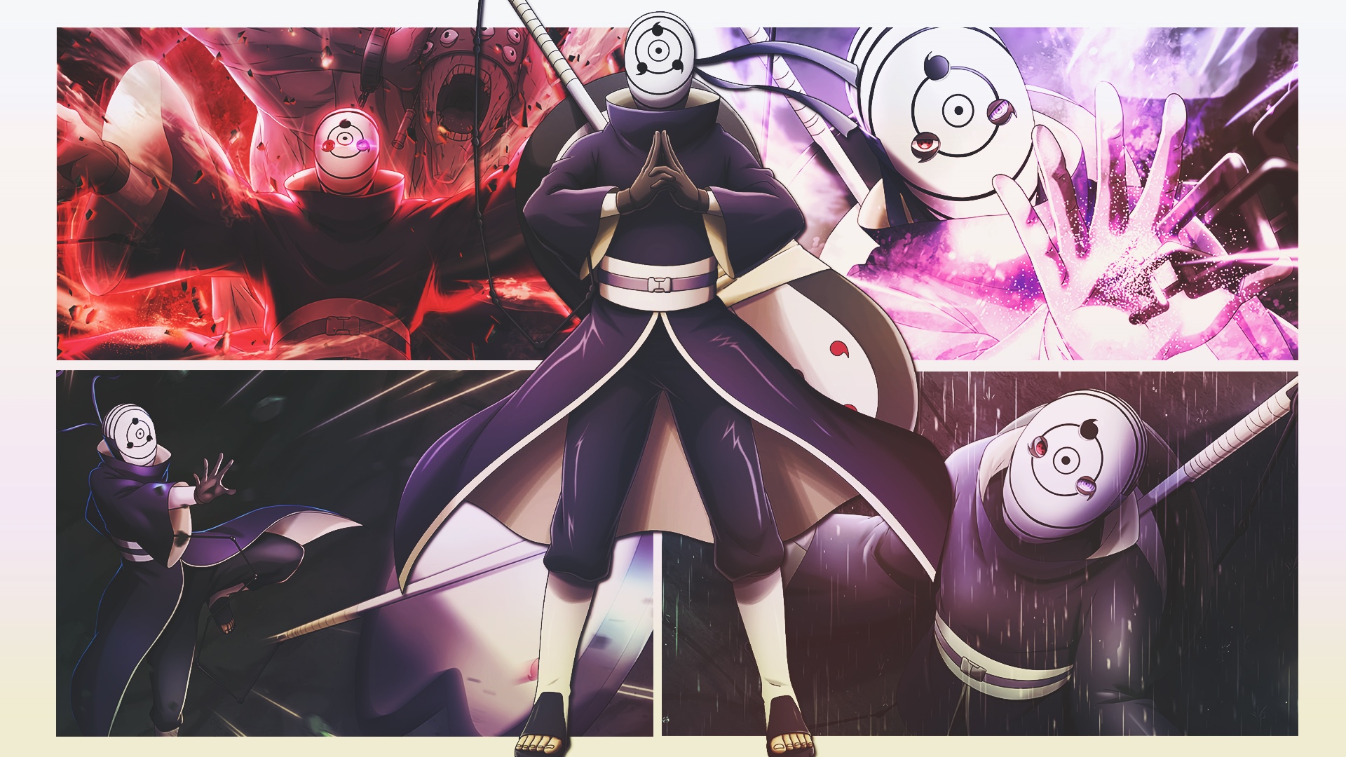 Uchiha Obito Collage with Multiple Poses HD Wallpaper