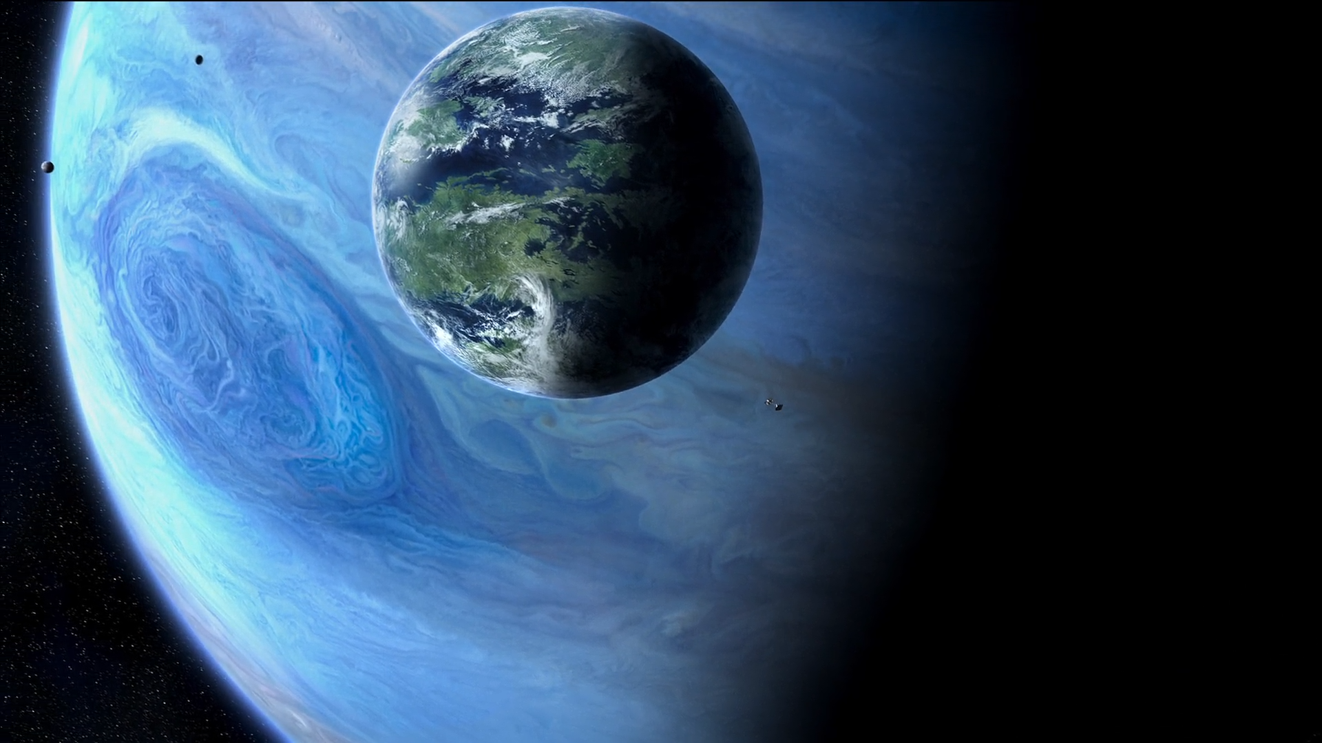 Pandora and its moon orbiting a gas giant HD Wallpaper