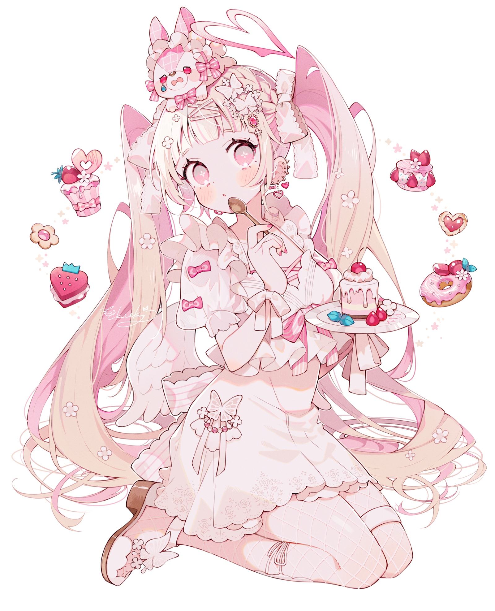Anime girl with twintails and sweets HD Phone Wallpaper
