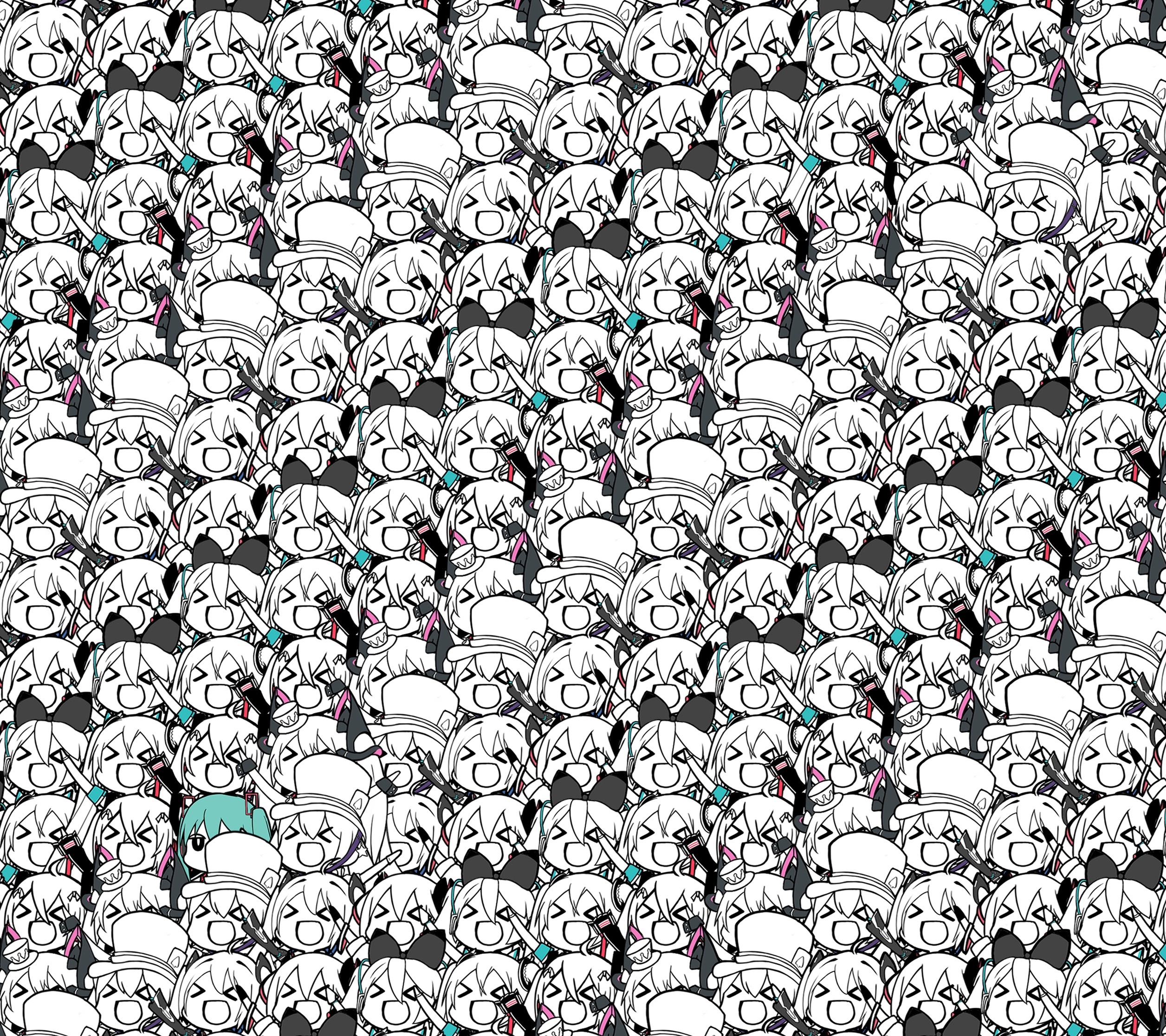 Hatsune Miku pattern with selective coloring HD Wallpaper