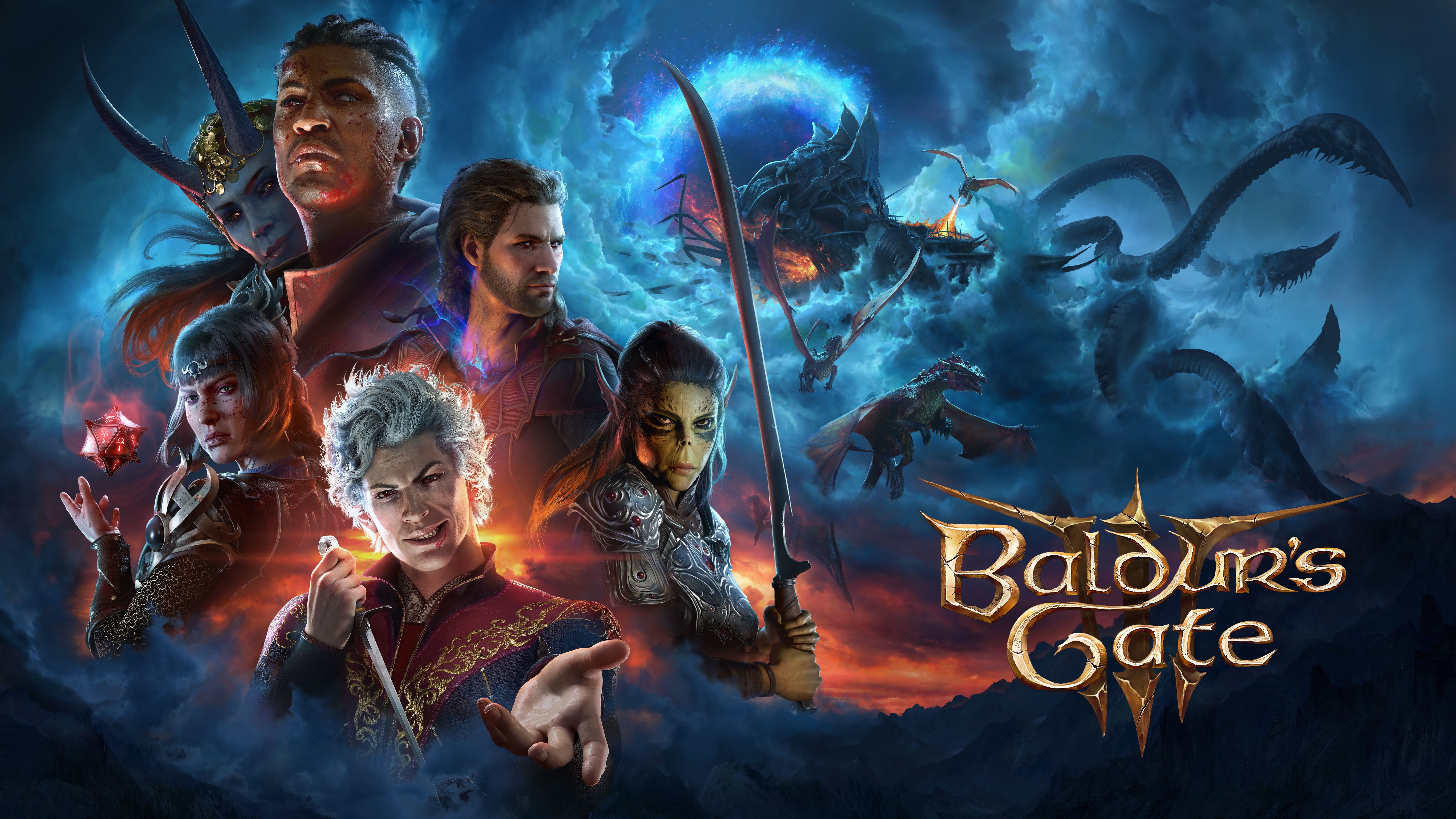 Baldur's Gate 3 Characters and Dragons HD Wallpaper
