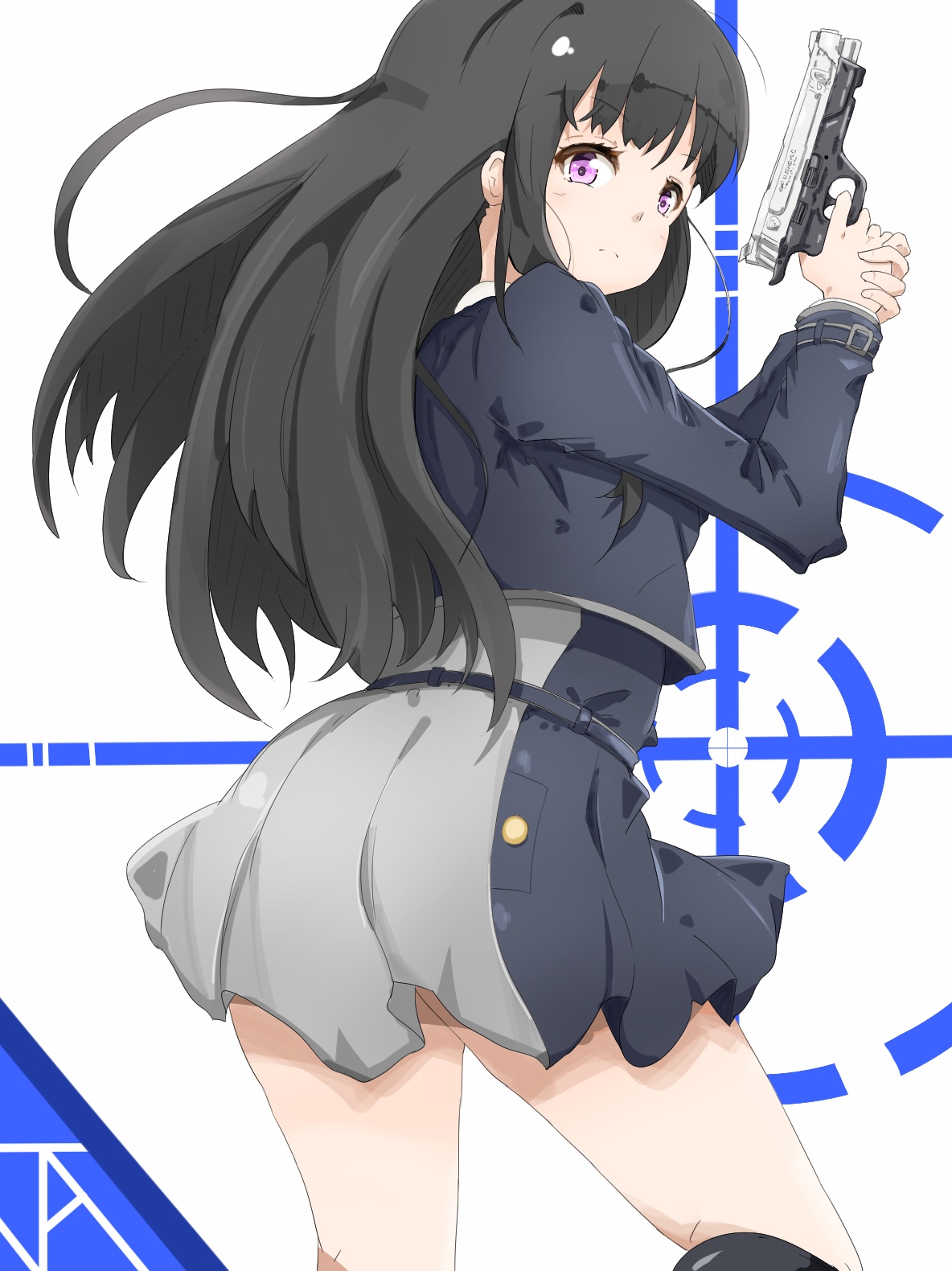 Inoue Takina from Lycoris Recoil holding a gun HD Phone Wallpaper
