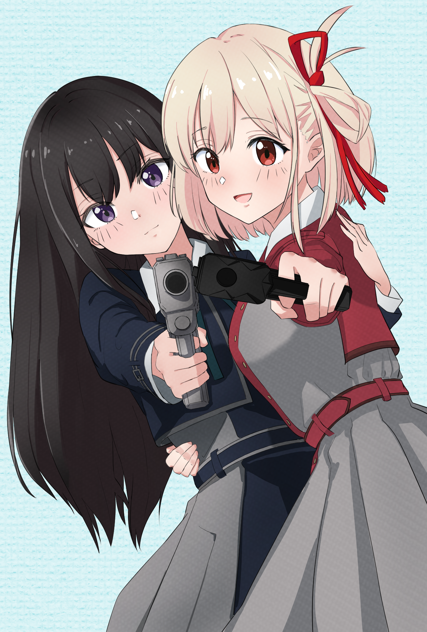 Lycoris Recoil's Chisato and Takina with Guns HD Phone Wallpaper