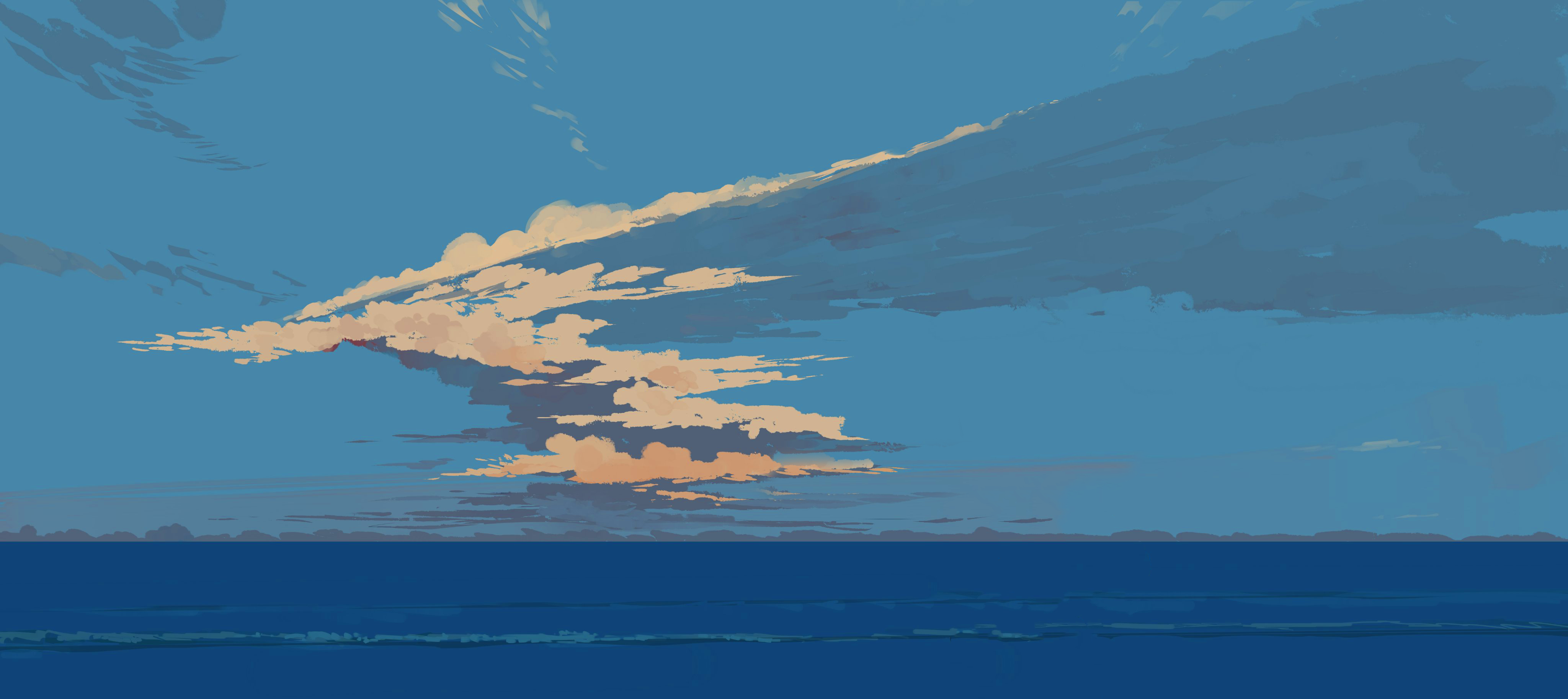 4K clouds over the sea HD Wallpaper