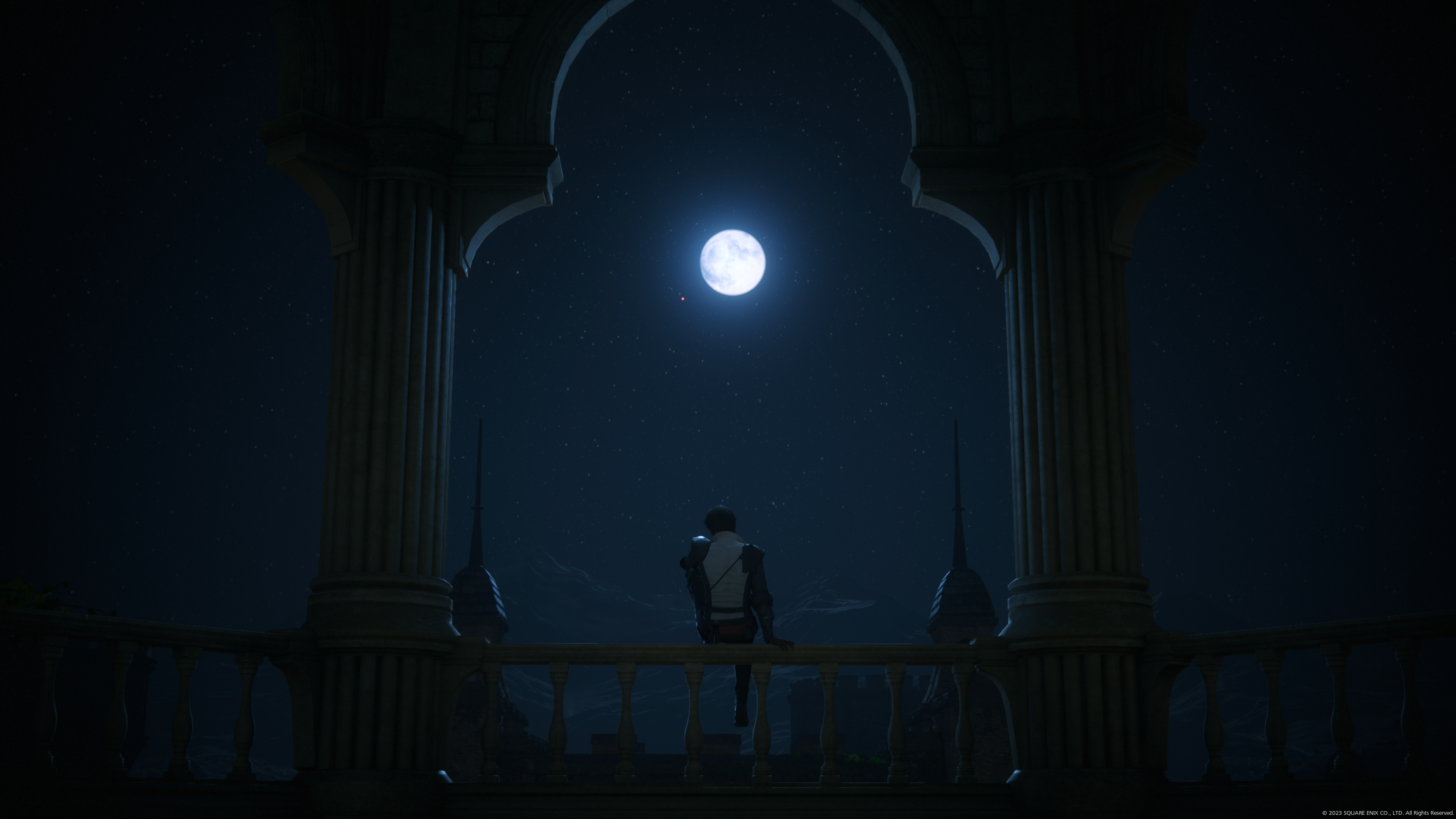 Clive Rosfield under a full moon in Final Fantasy XVI HD Wallpaper