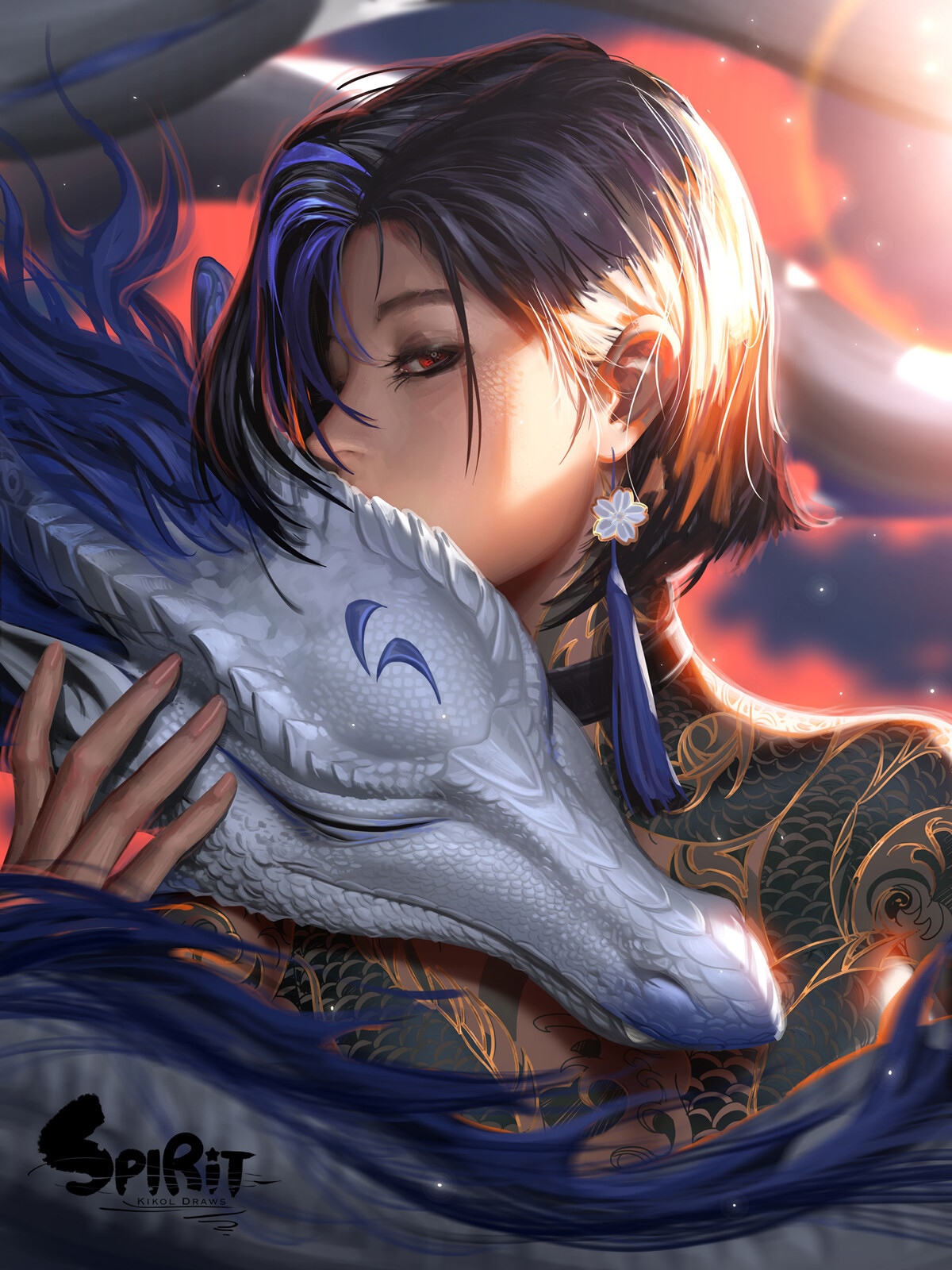 Woman with a Chinese Dragon Tattoo HD Phone Wallpaper