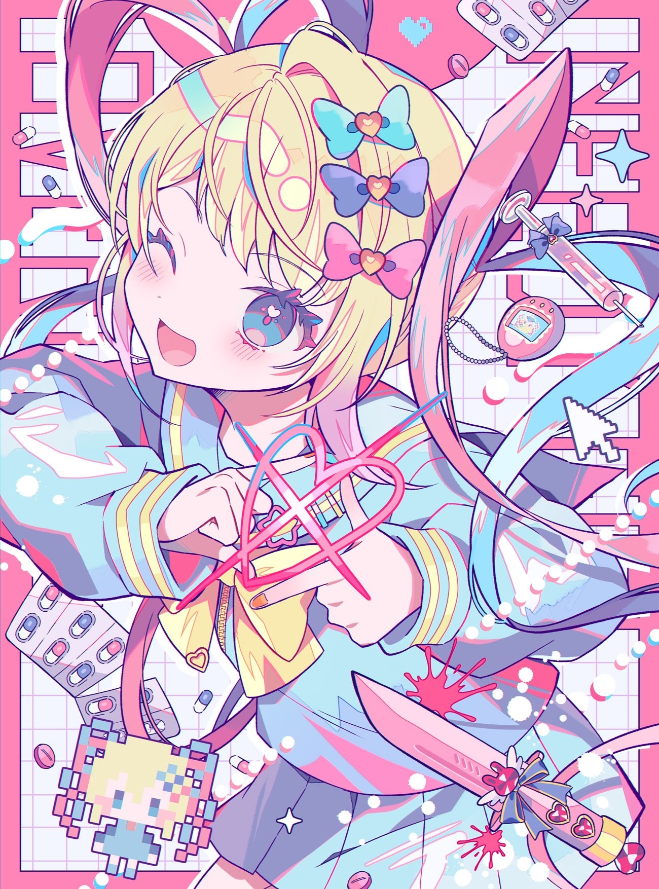 NEEDY GIRL OVERDOSE Anime Girl with Pills and Needles HD Phone Wallpaper
