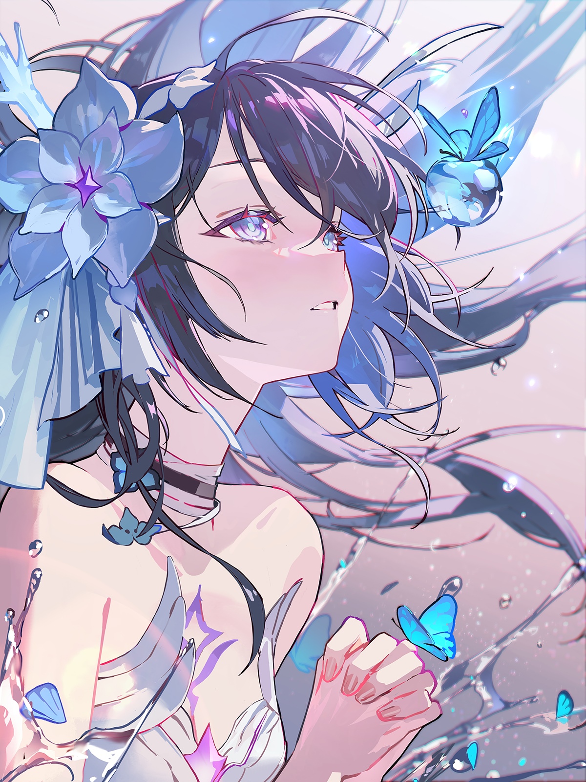 Seele Vollerei from Honkai Impact 3rd with butterflies and flowers HD Phone Wallpaper