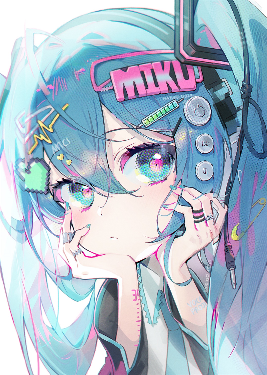 Hatsune Miku with blue twintails and headphones HD Phone Wallpaper