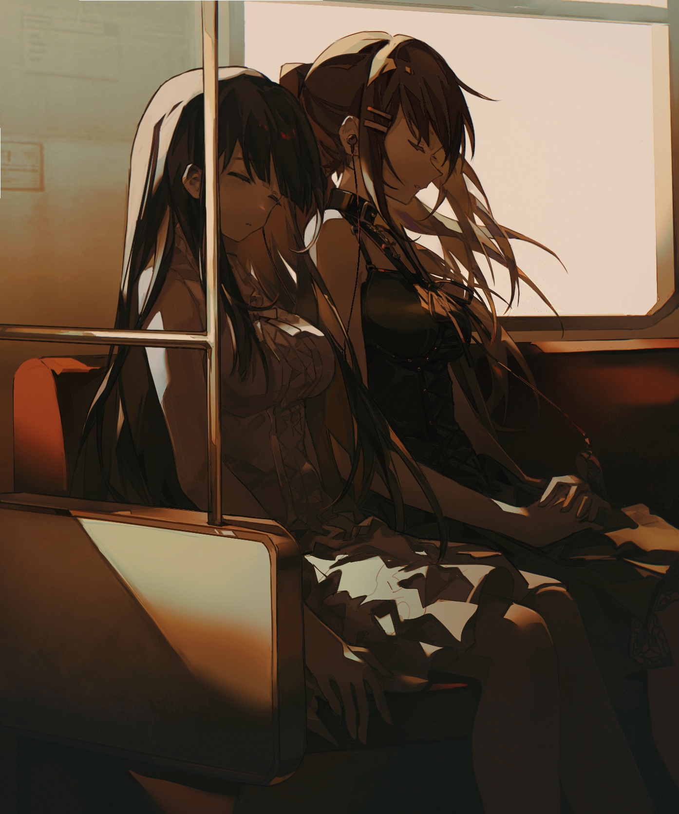 Two girls sleeping on a train HD Phone Wallpaper