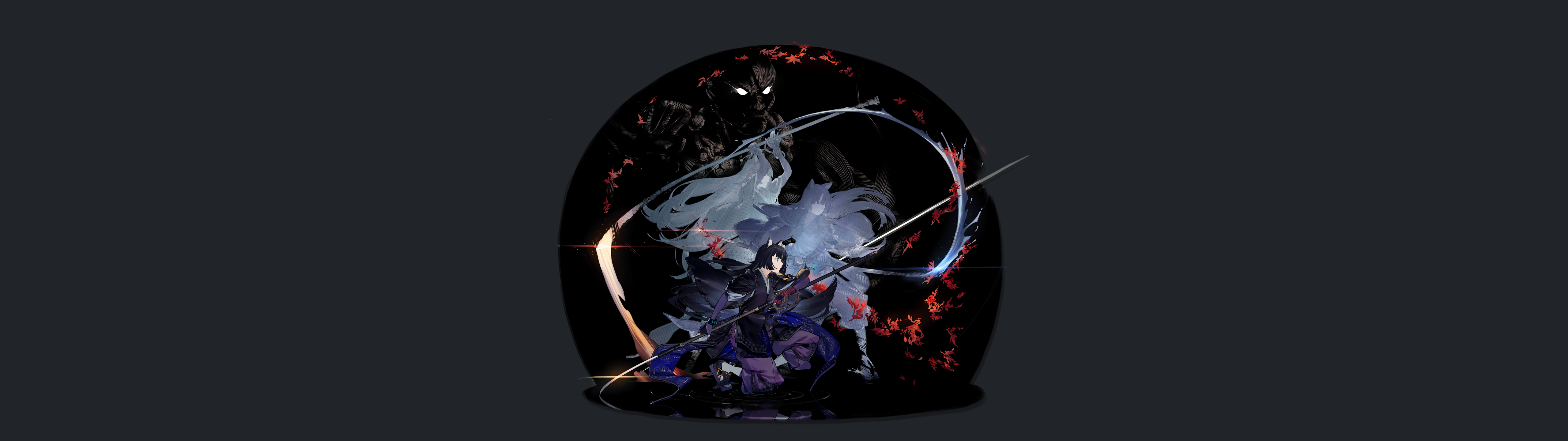 Arknights Saga with glowing eyes and katana HD Wallpaper