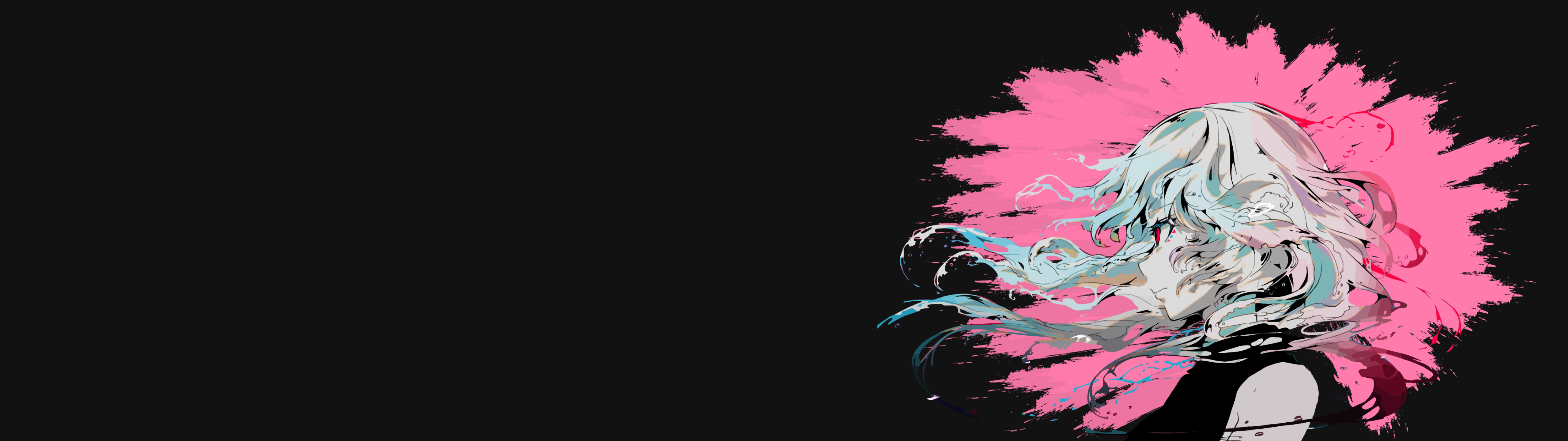 4K Anime Woman with Pink Splatter HD Wallpaper