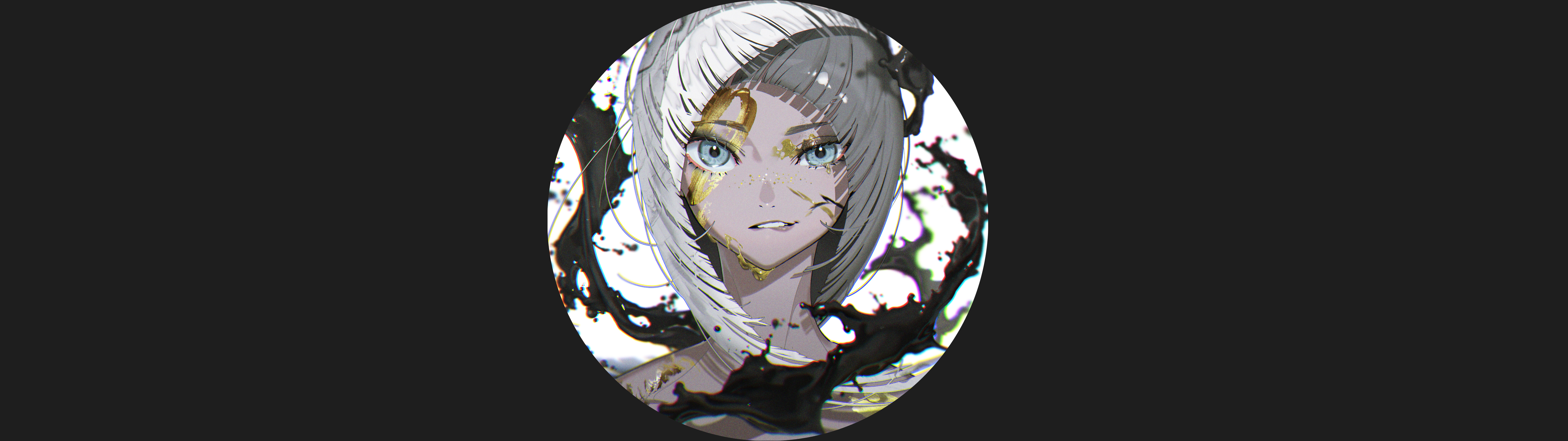 4K anime girl with black ink HD Wallpaper