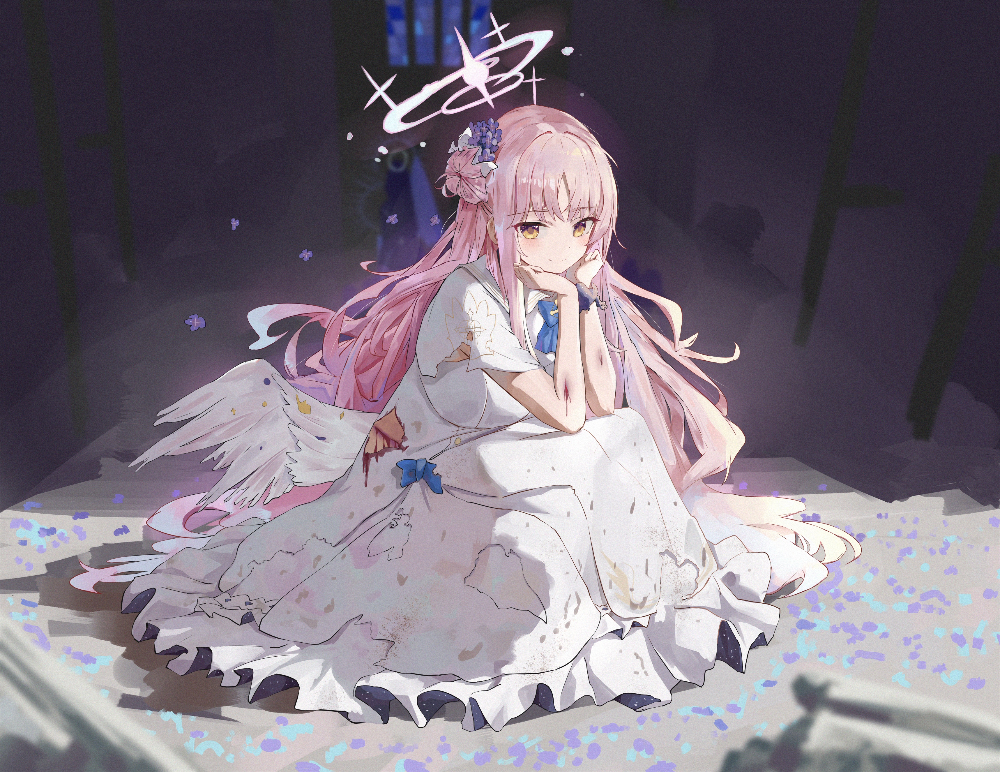 Misono Mika with Pink Hair and Wings in Blue Archive HD Wallpaper