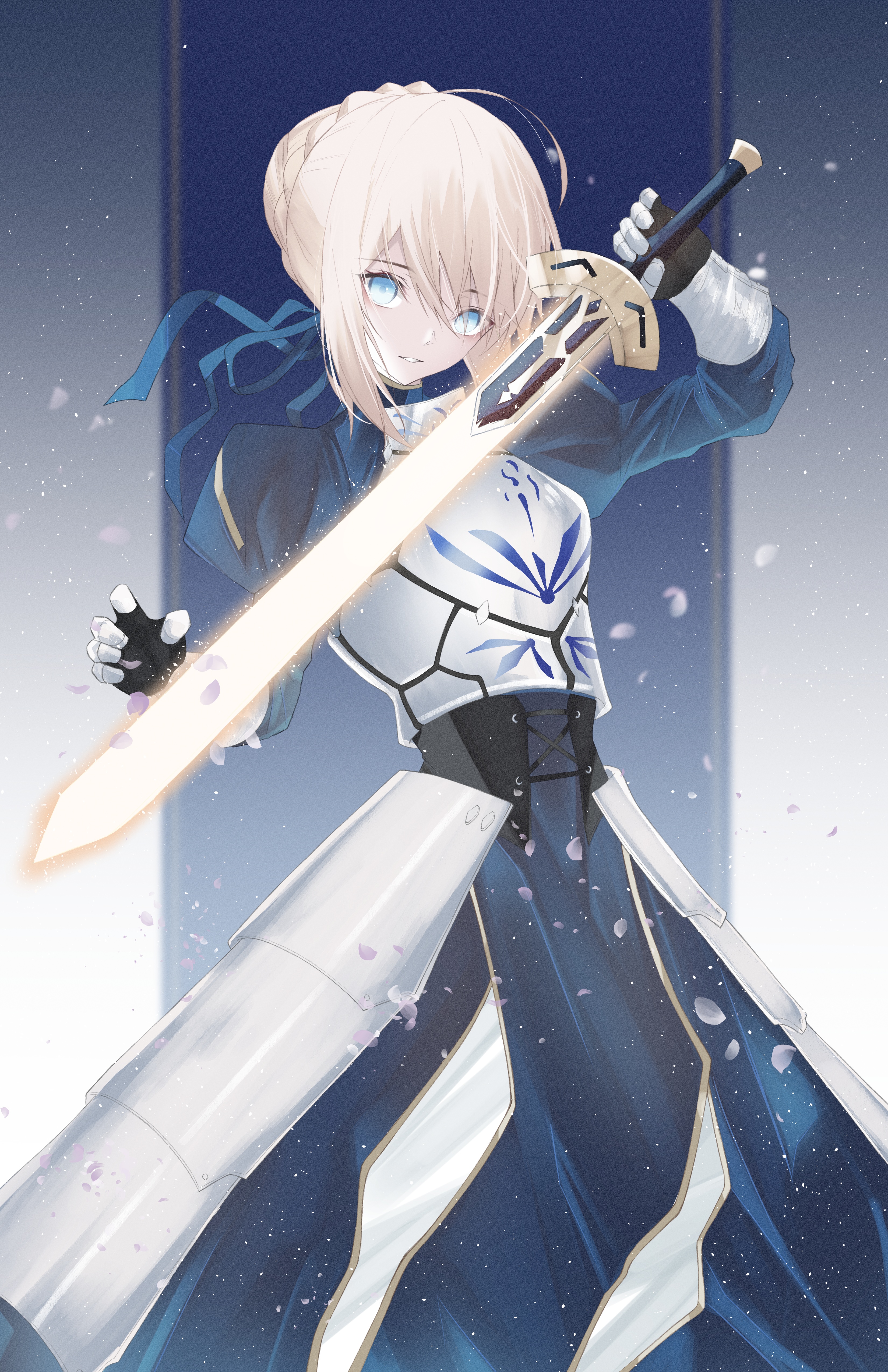 Saber from Fate/Stay Night with Excalibur HD Phone Wallpaper