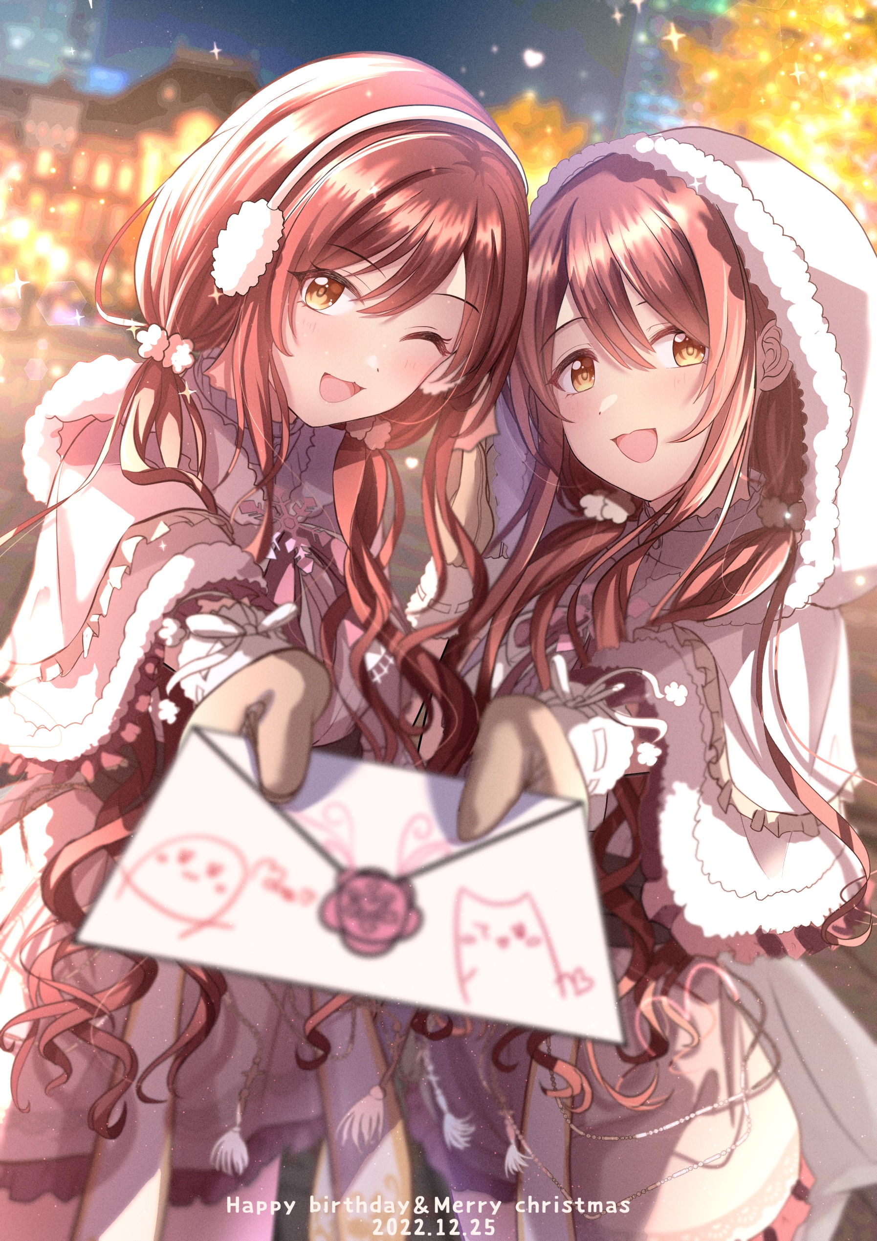 Oosaki Tenka and Oosaki Amana with a Letter HD Phone Wallpaper