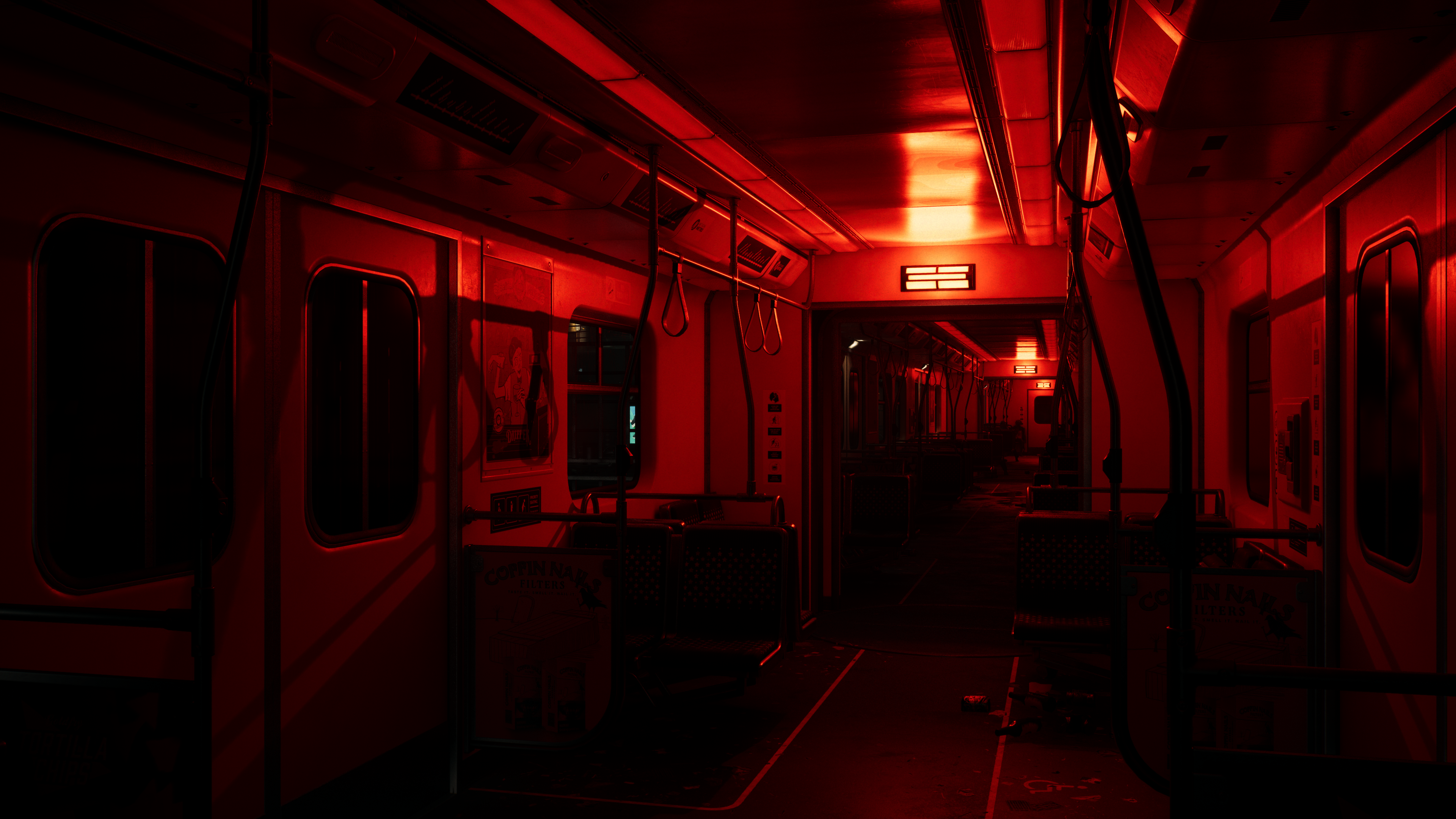 Dead Island 2 Train Interior with Red Lighting HD Wallpaper