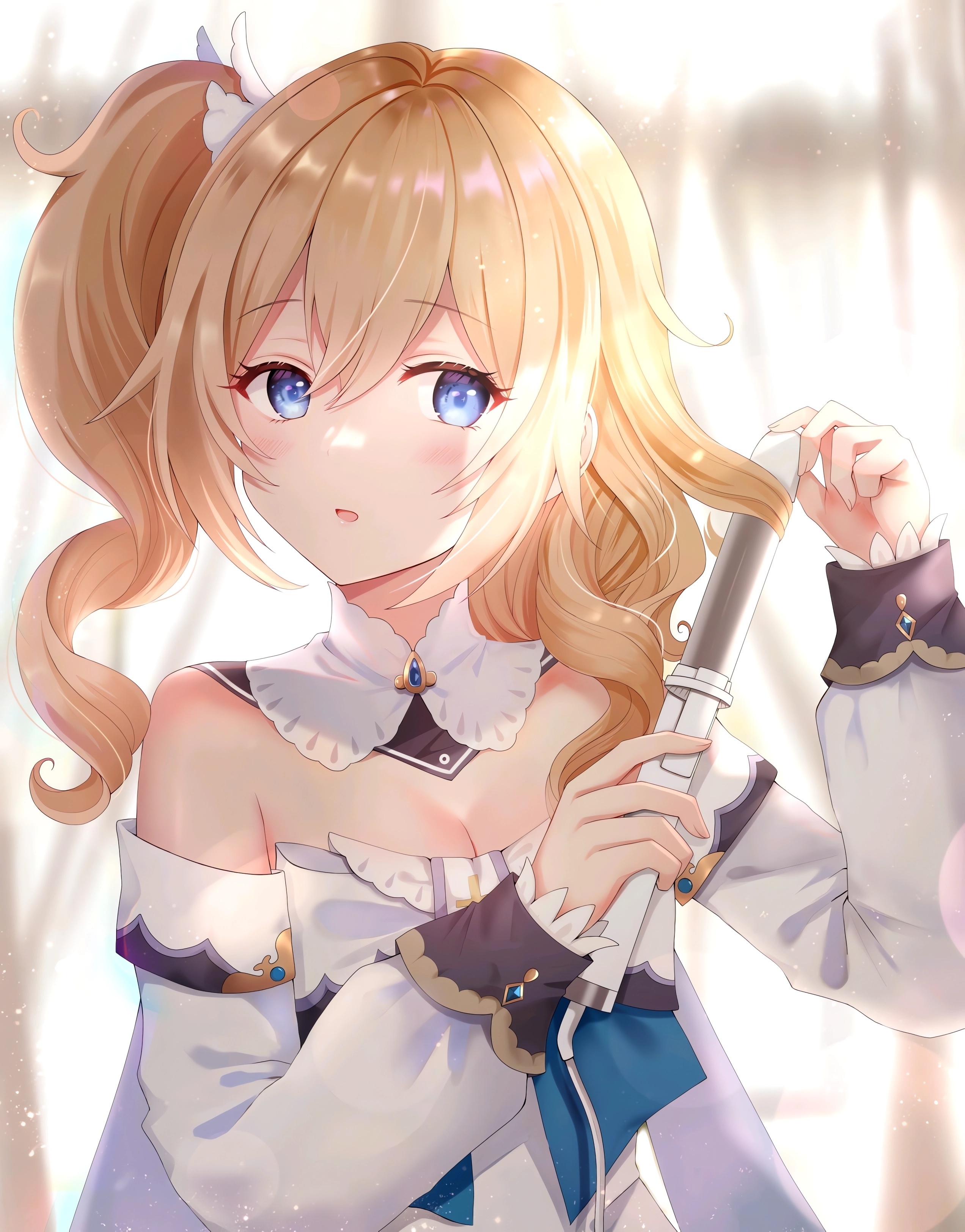 Barbara from Genshin Impact styling her hair HD Phone Wallpaper