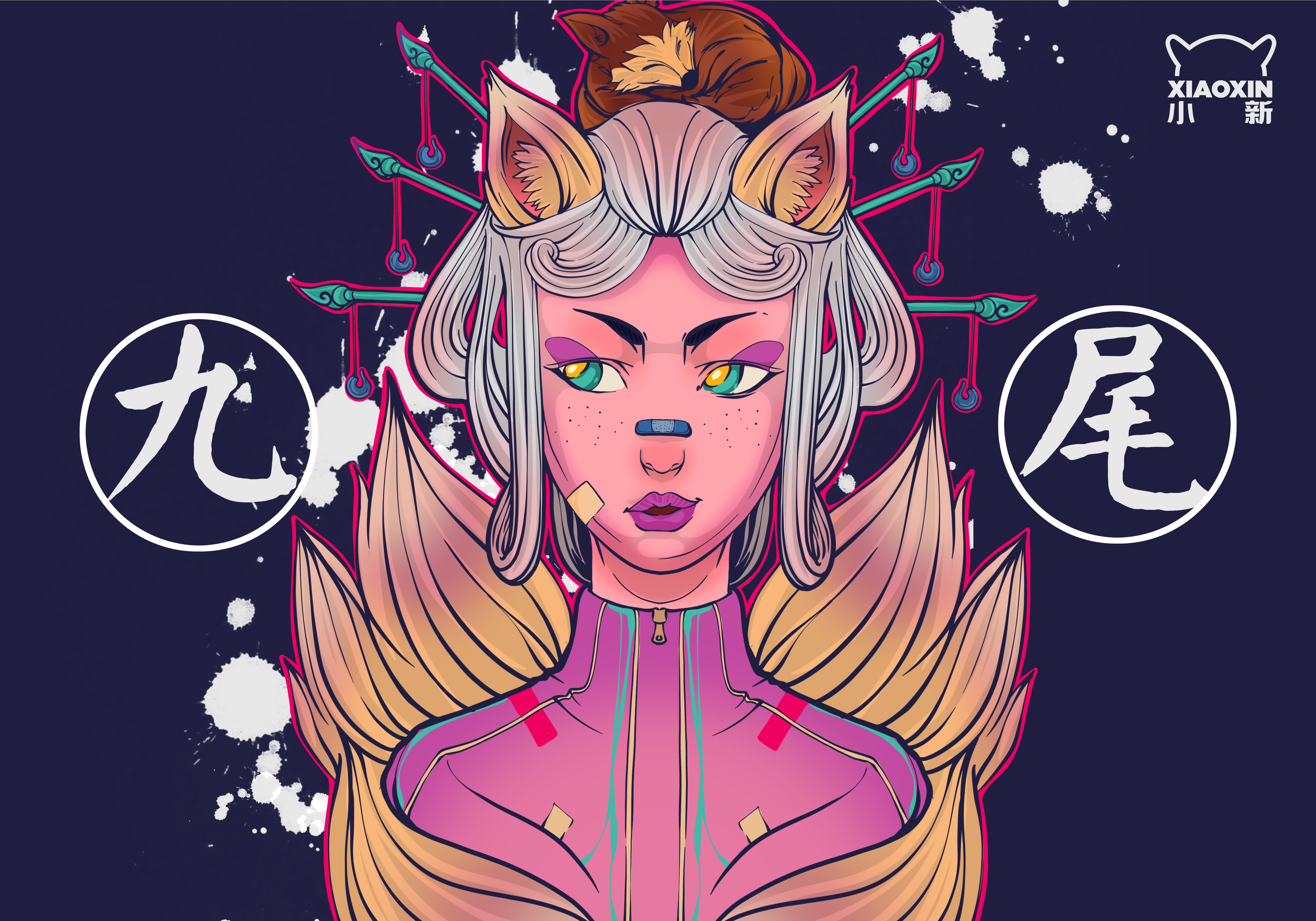 4K MYTH Fox Girl with Band-Aids and Freckles HD Wallpaper