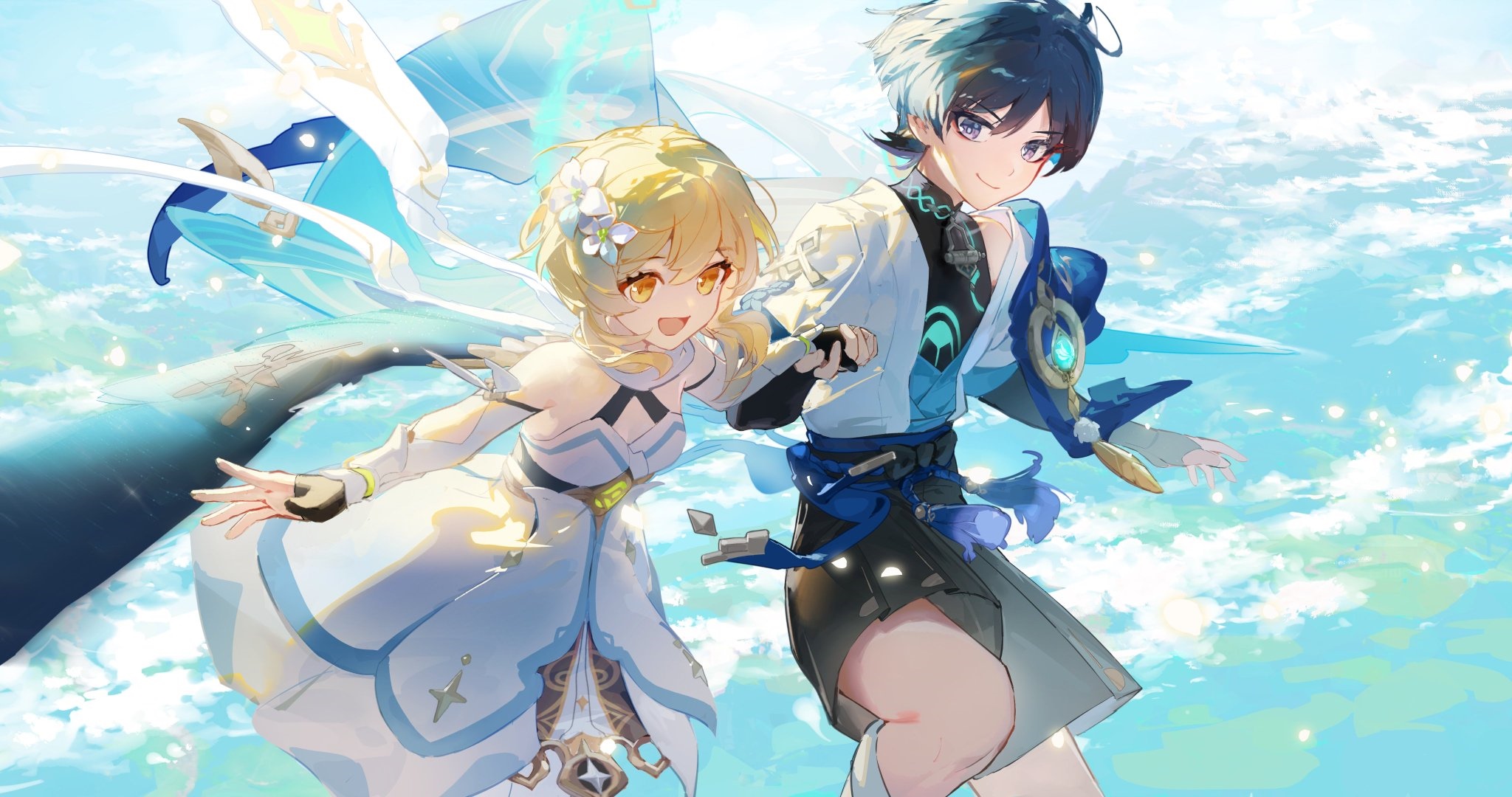 Lumine and Wanderer from Genshin Impact HD Wallpaper