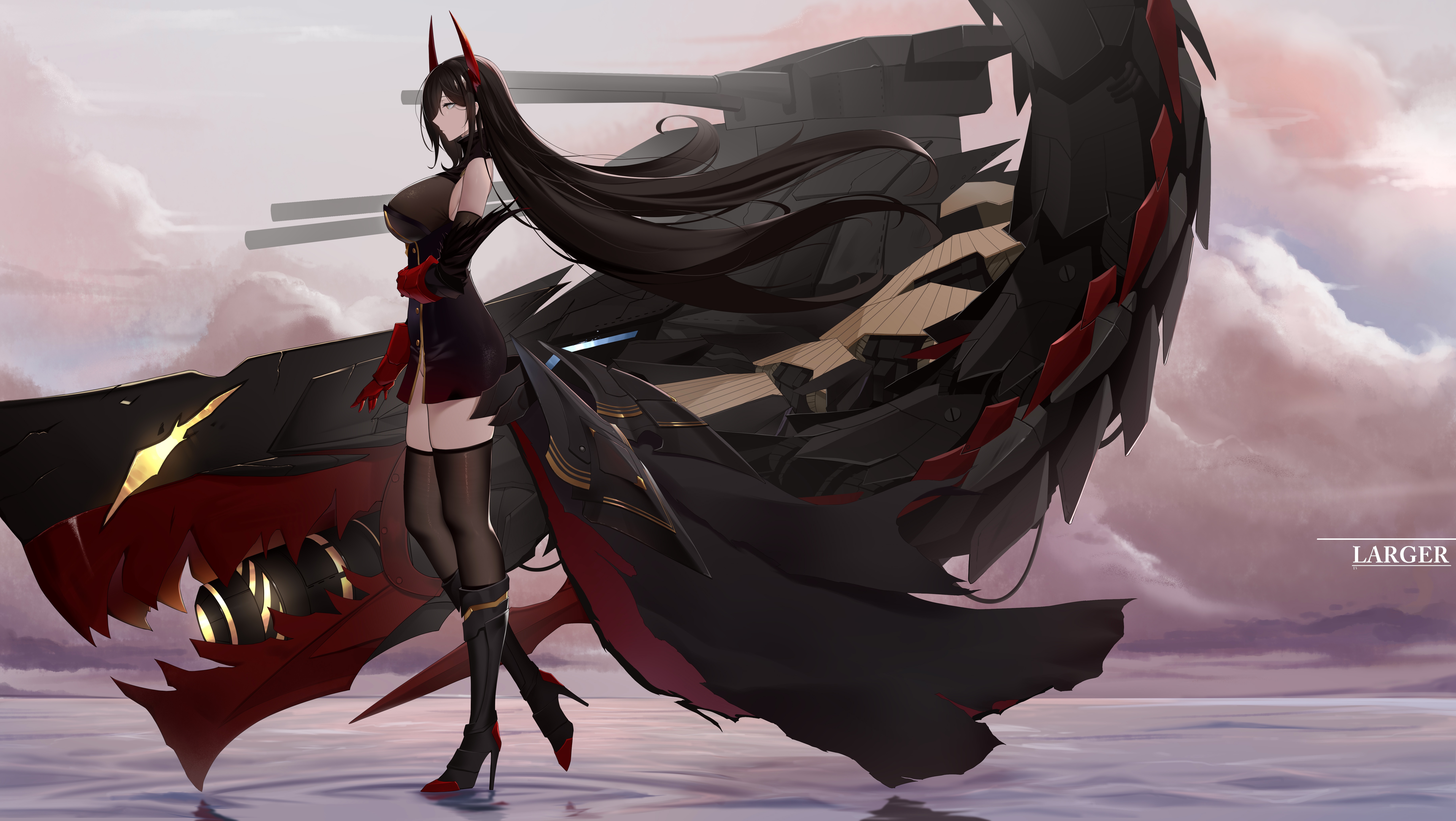 Azur Lane: Friedrich der Grosse with ship turrets HD Wallpaper