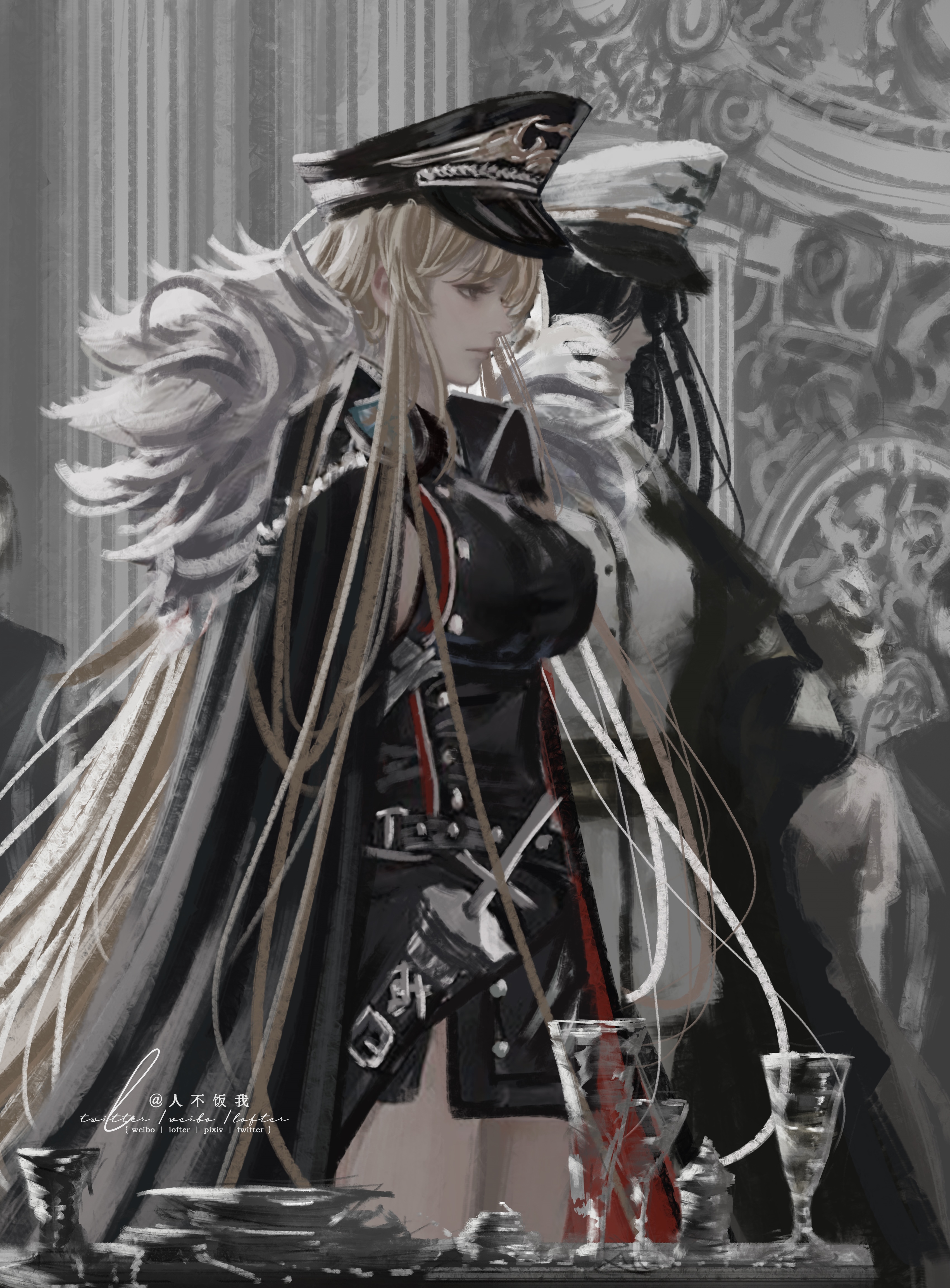 Azur Lane Bismarck and Friedrich der Grosse in military uniforms HD Phone Wallpaper