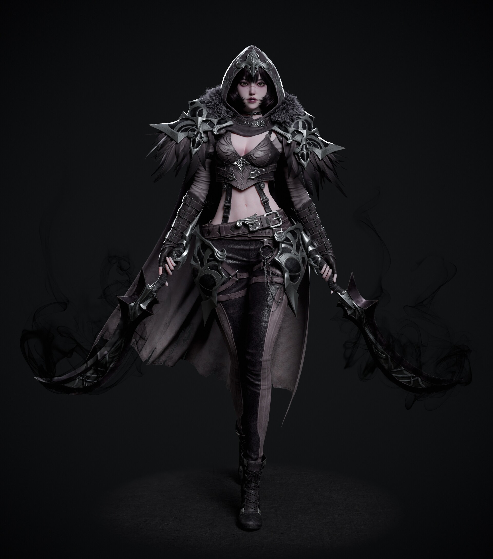 Fantasy rogue with hood and daggers HD Phone Wallpaper