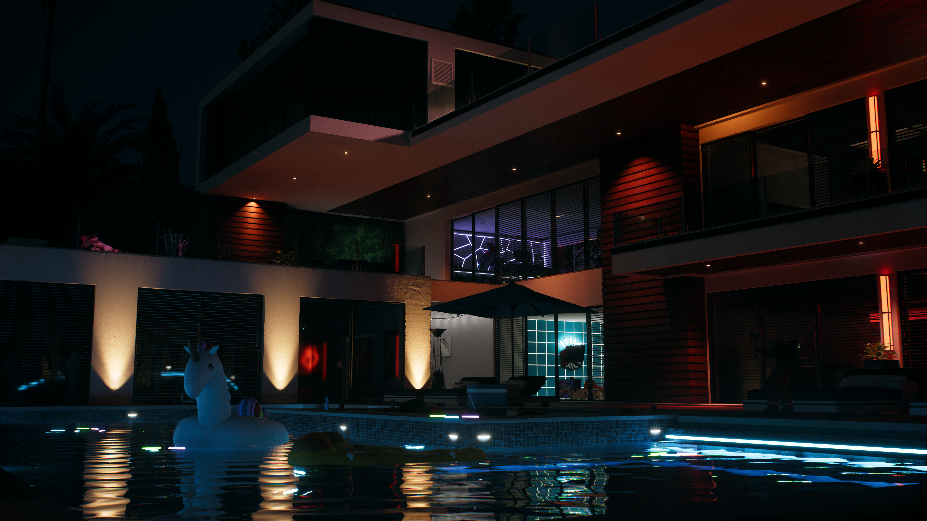 Dead Island 2 4K swimming pool at night HD Wallpaper