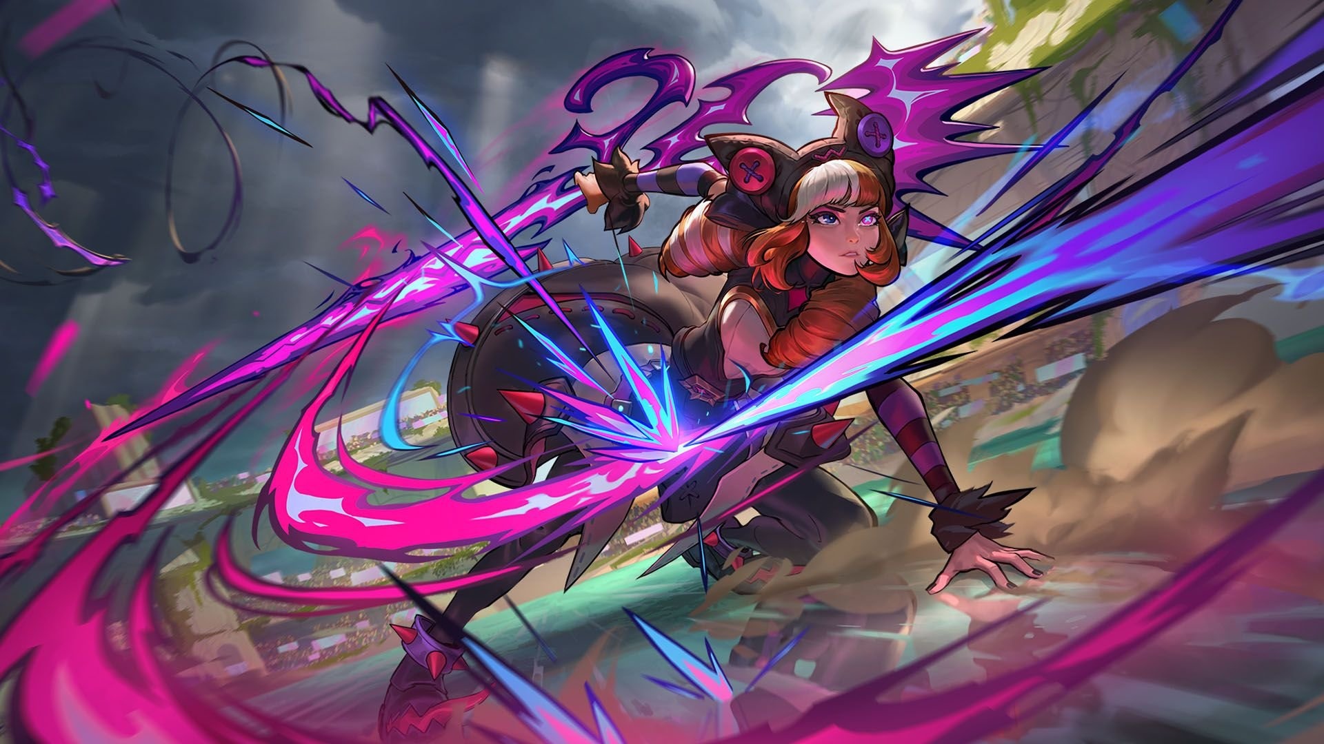 Soul Fighter Gwen with her weapon in League of Legends HD Wallpaper