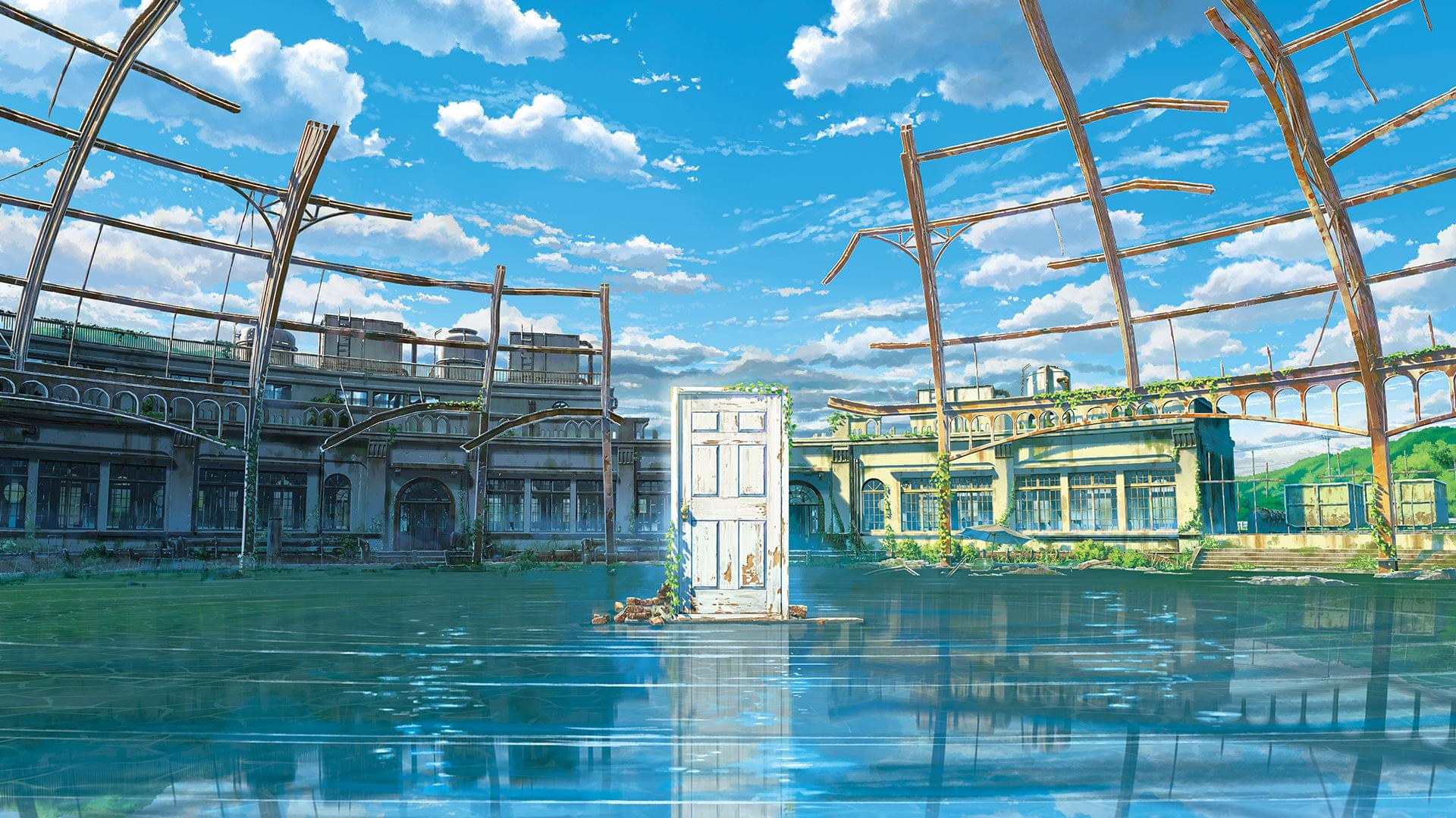 Suzume's door in a flooded abandoned building HD Wallpaper
