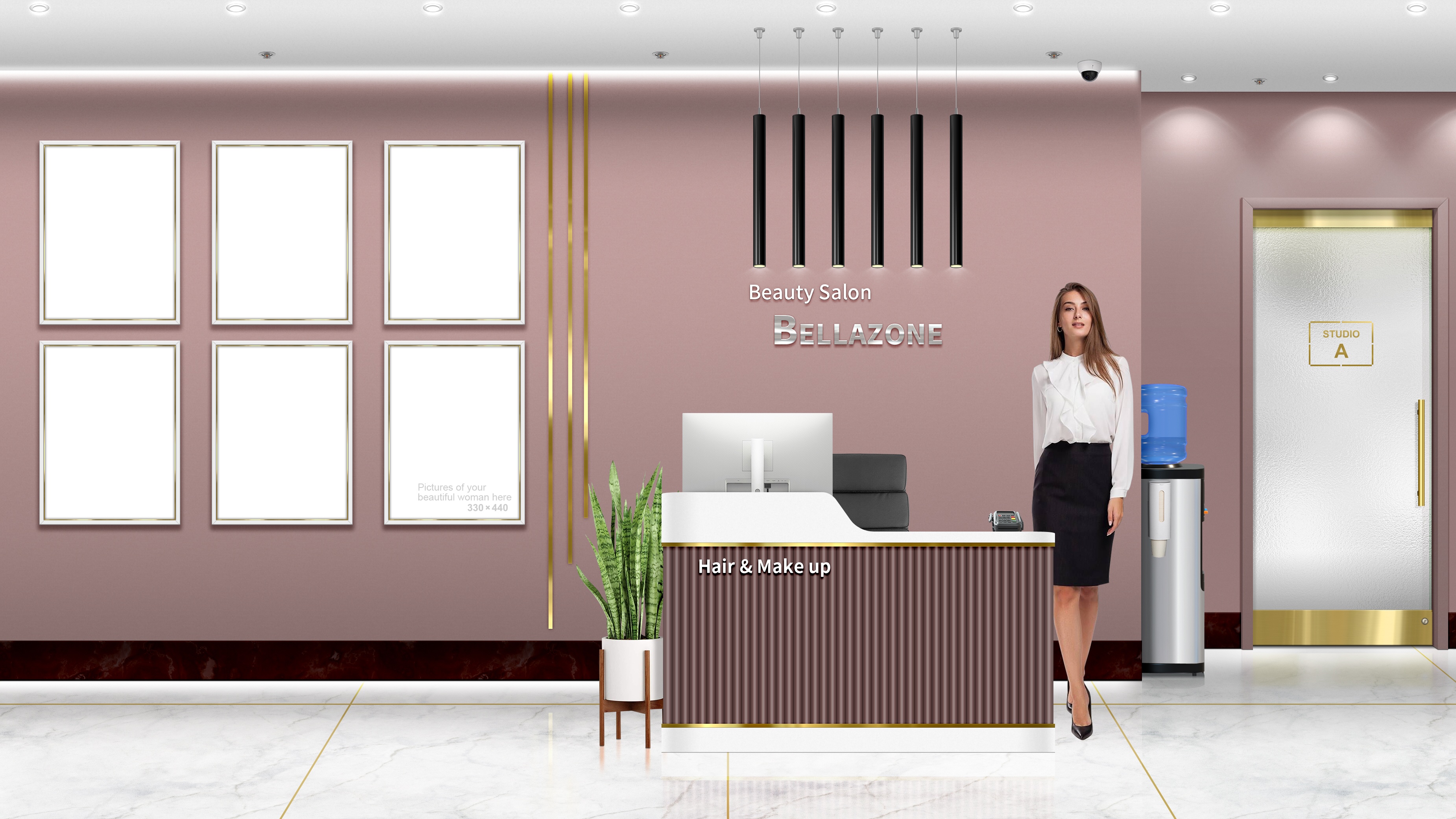 Bellazone Beauty Salon Reception Area HD Wallpaper