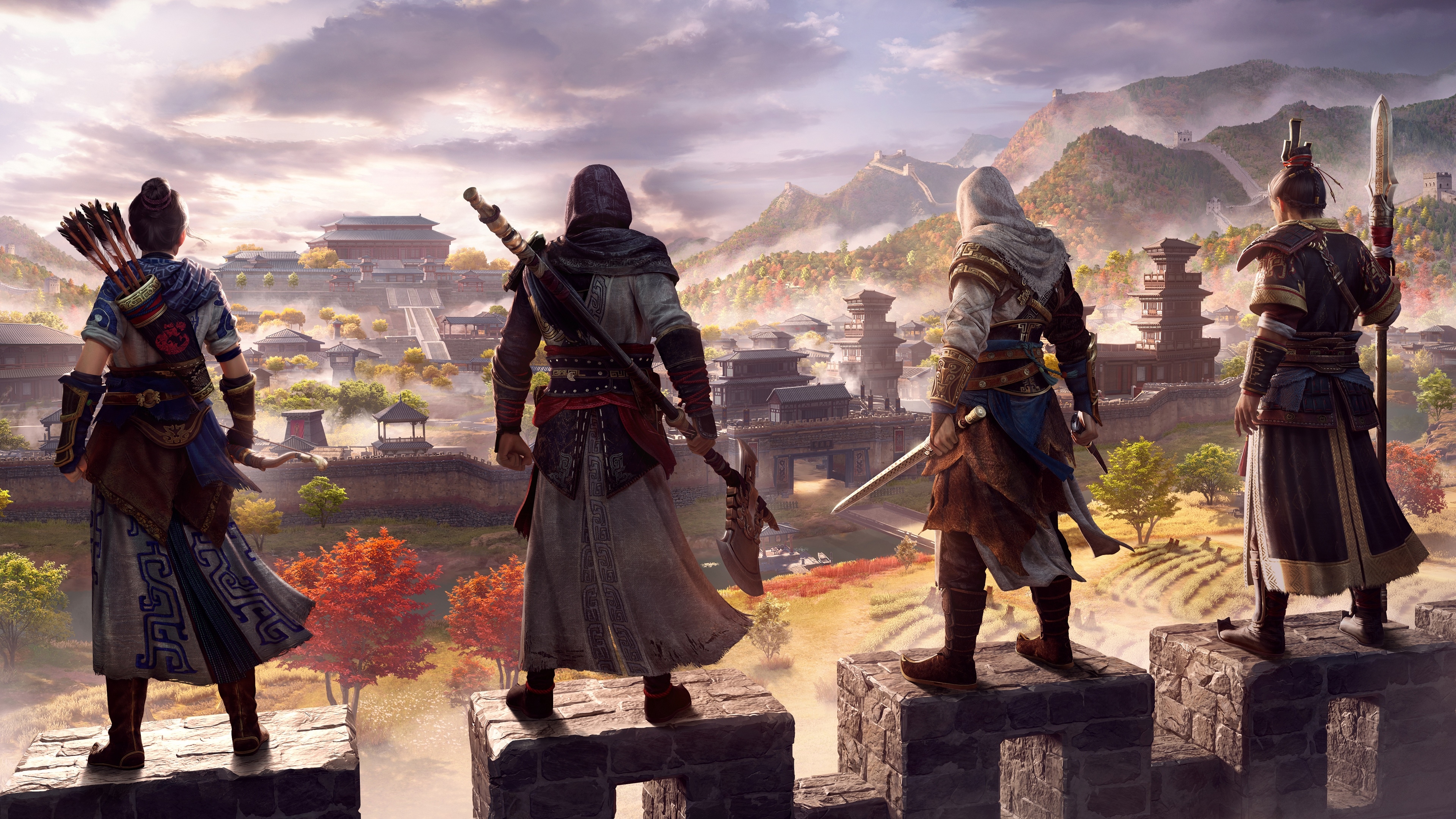 Assassins Creed Codename Jade: Four warriors on a wall HD Wallpaper