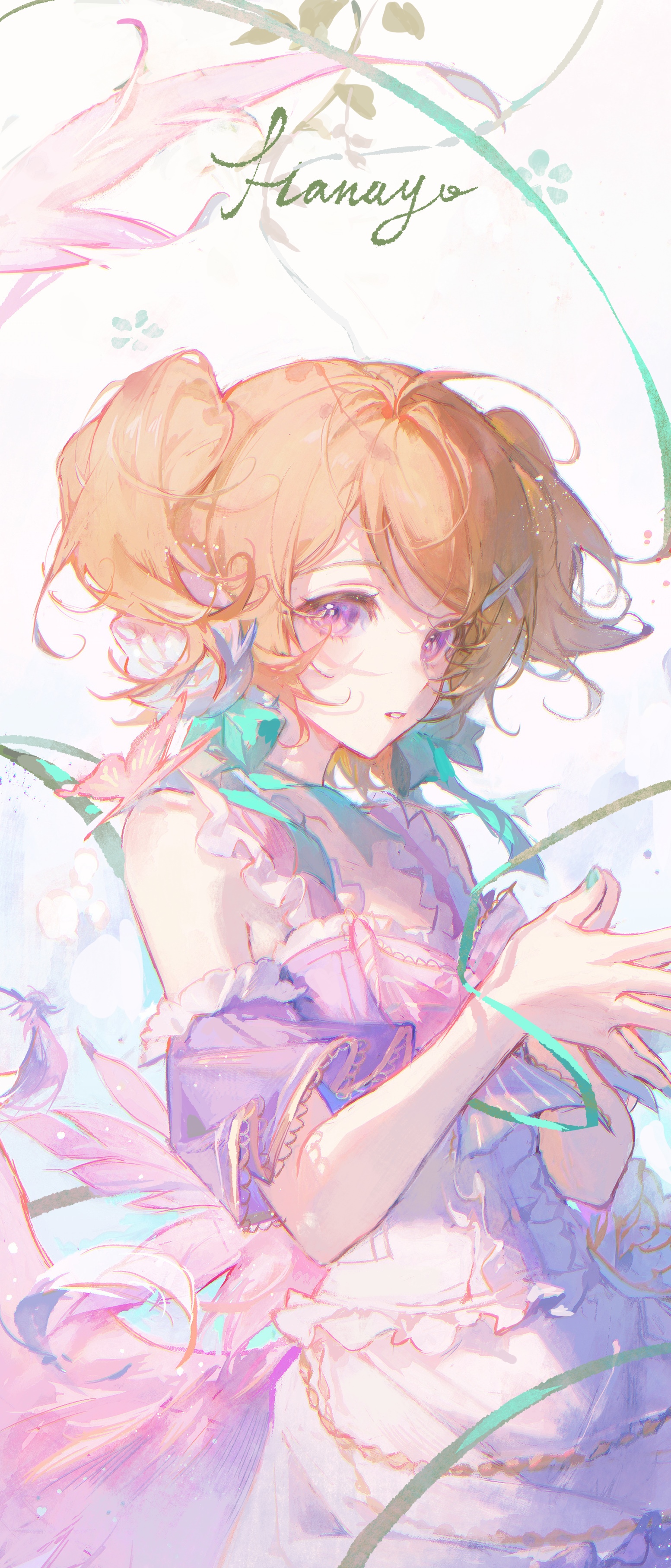 Koizumi Hanayo in a purple dress with twintails HD Phone Wallpaper