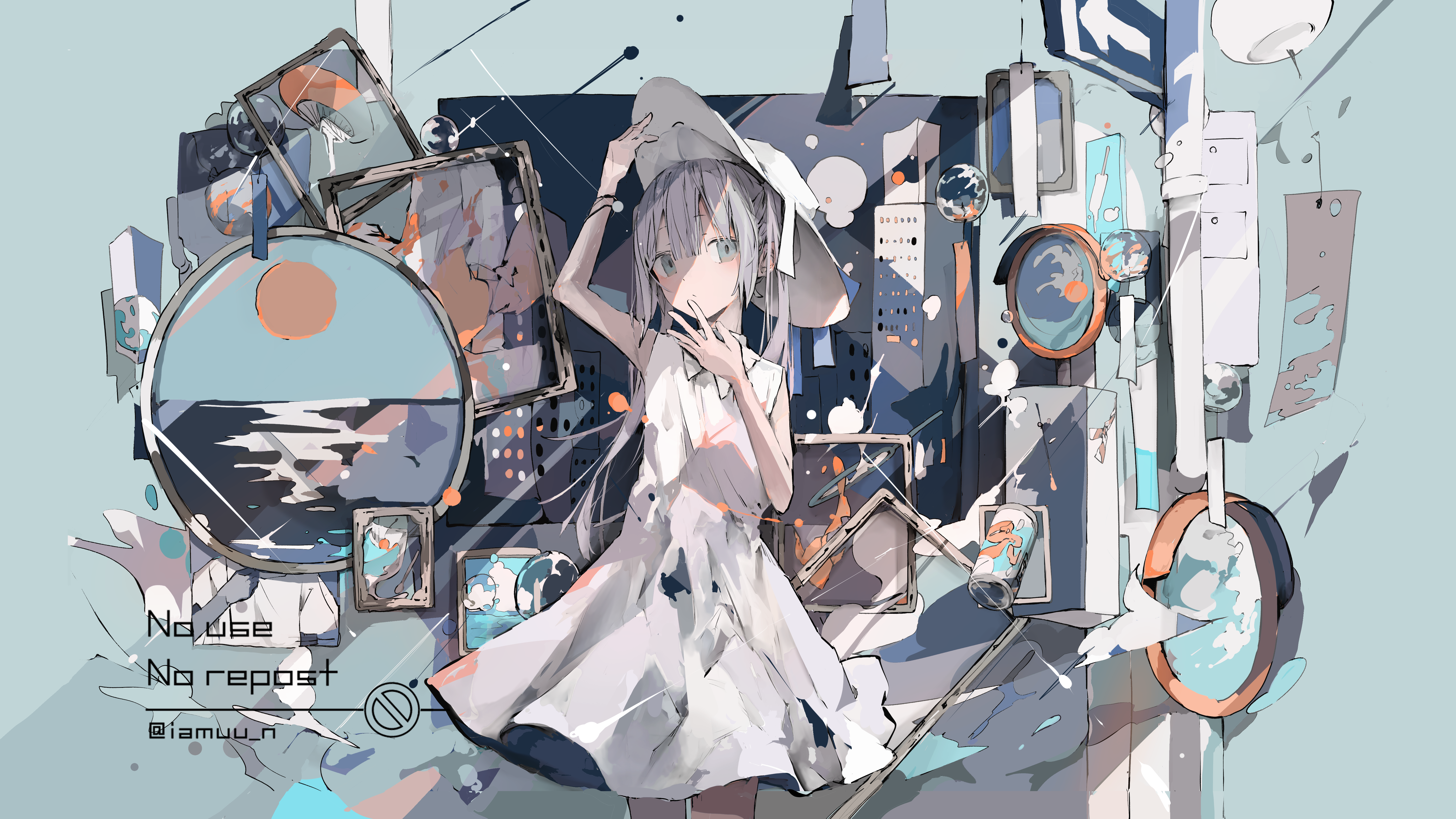 4K illustration of a girl in a dress and hat HD Wallpaper