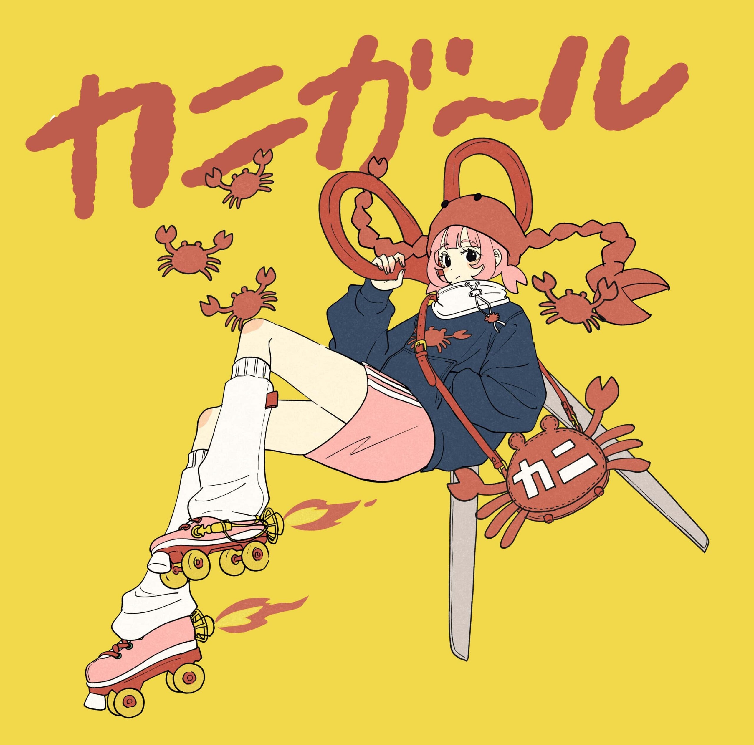 Girl with crab hat and roller skates HD Wallpaper
