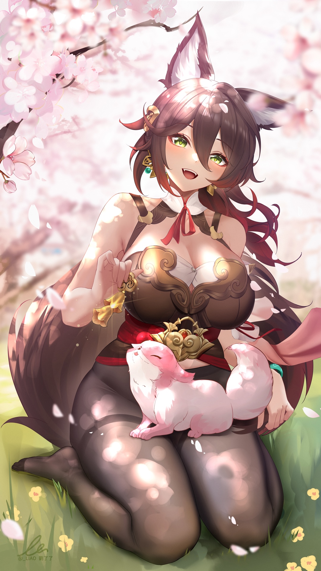 Tingyun from Honkai: Star Rail with a fox companion HD Phone Wallpaper