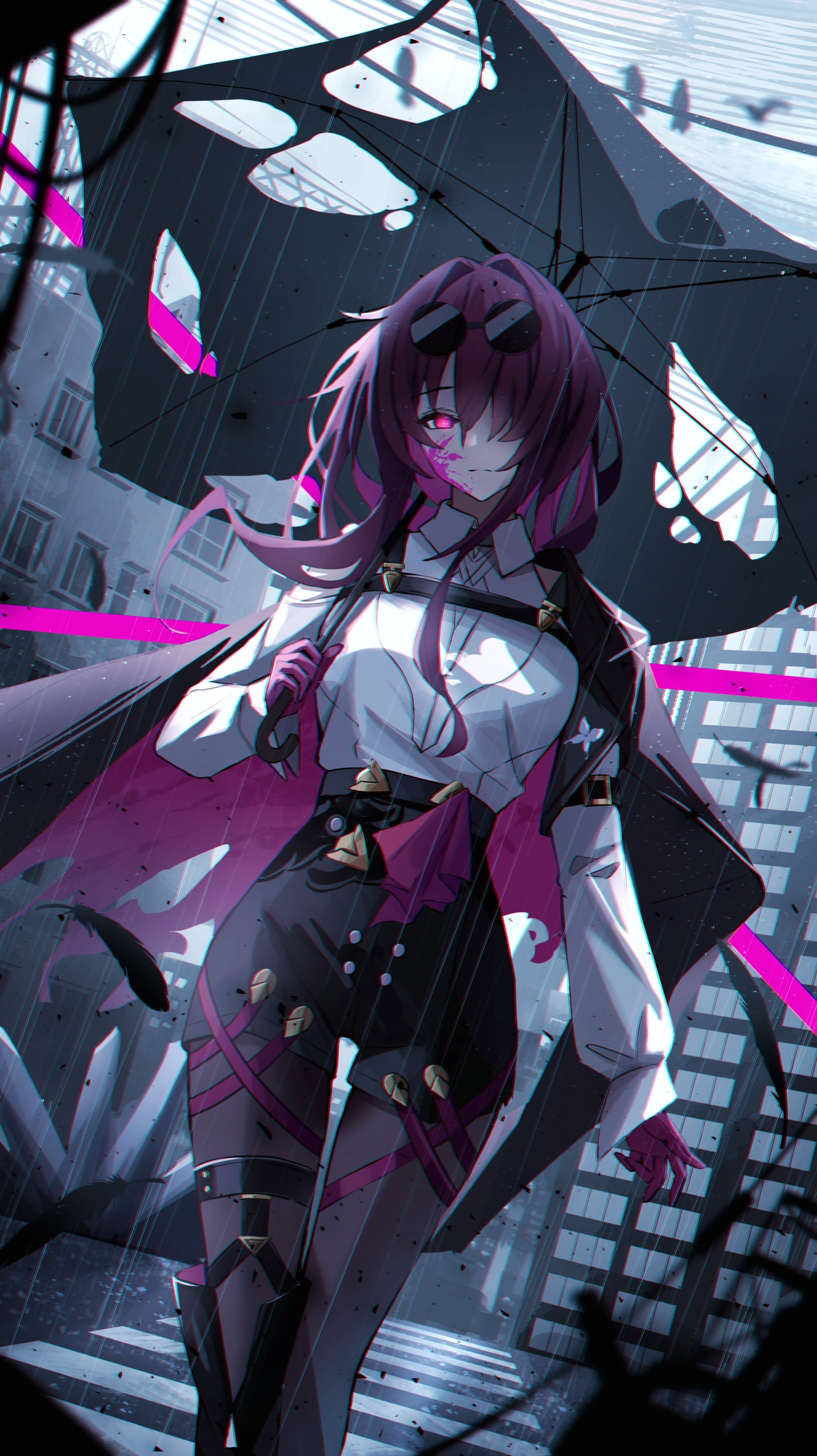 Kafka with umbrella in the rain, Honkai: Star Rail HD Phone Wallpaper