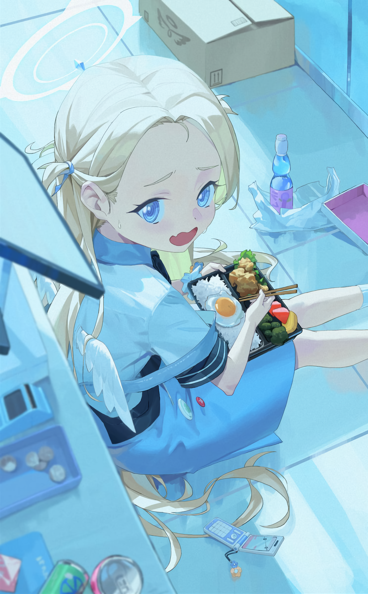 Sora from Blue Archive eating lunch HD Phone Wallpaper