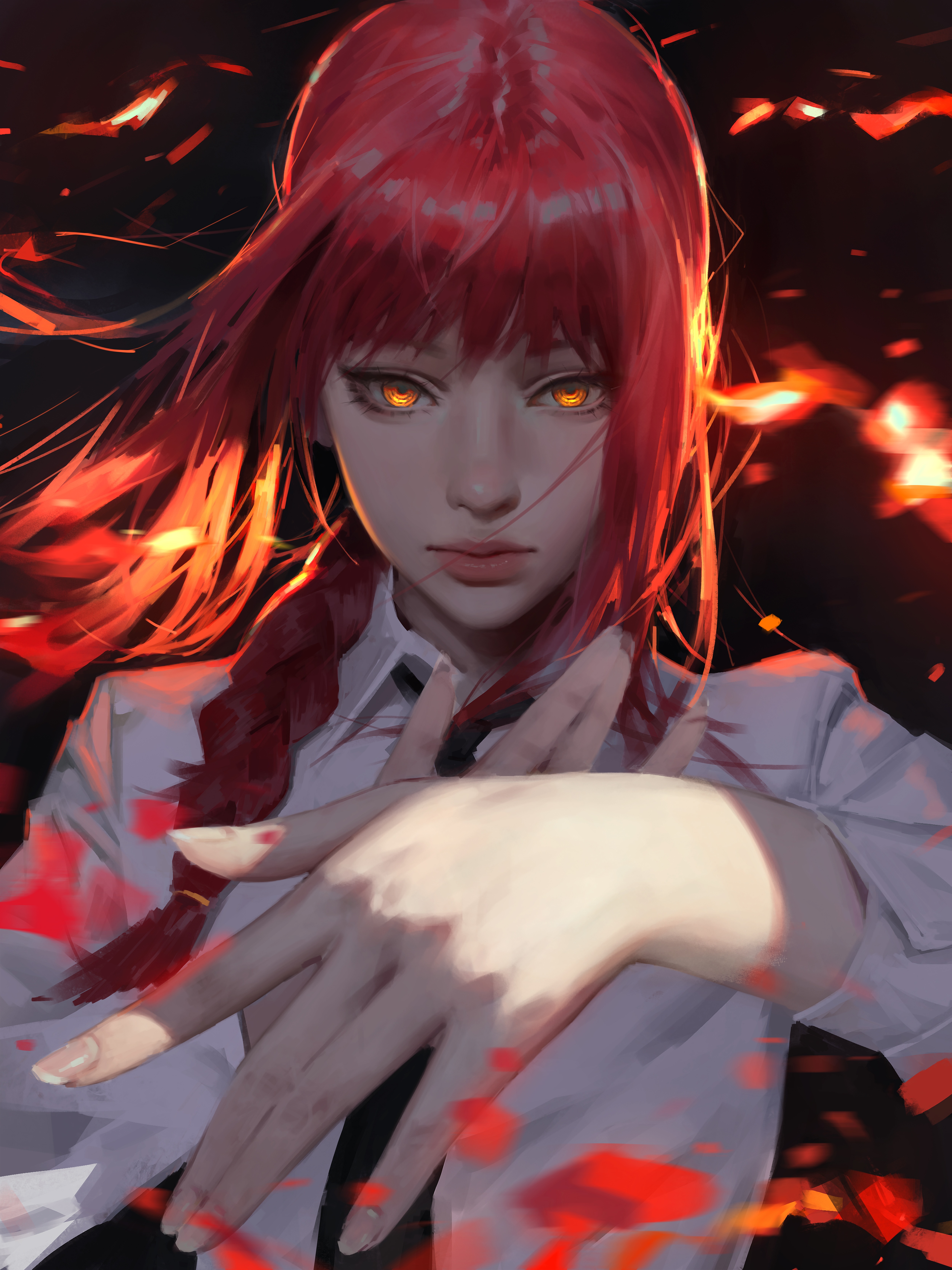 4K Fan Art of Makima with Yellow Eyes HD Phone Wallpaper
