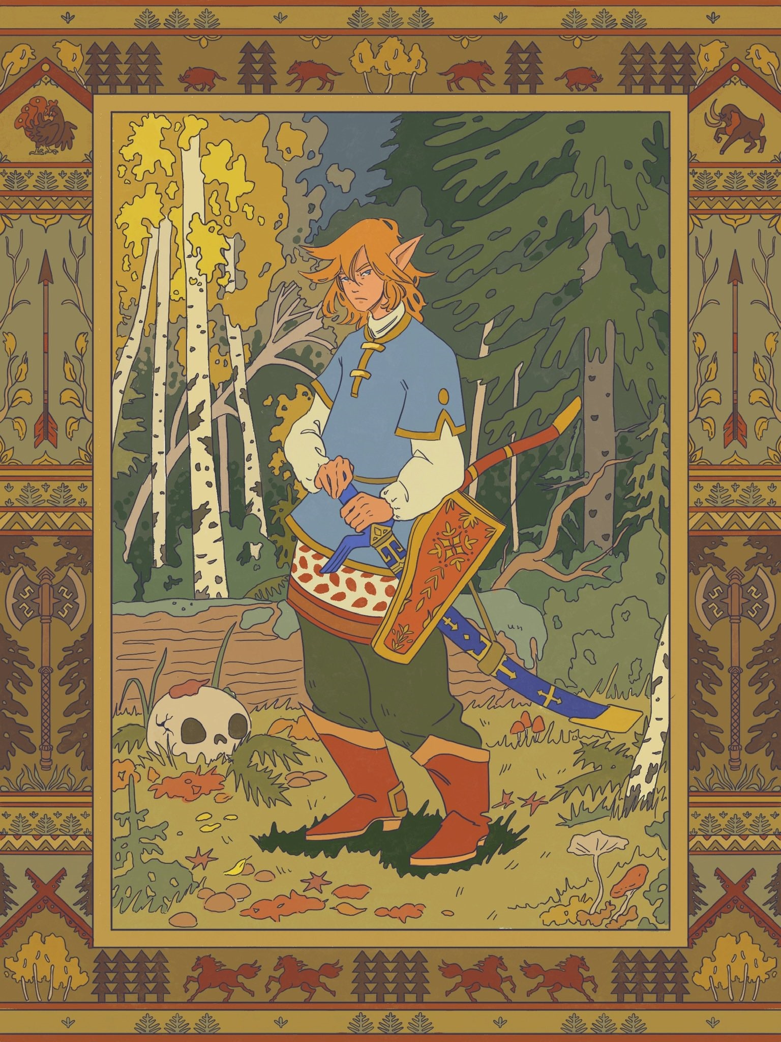 Link with Sword and Shield in Forest HD Phone Wallpaper