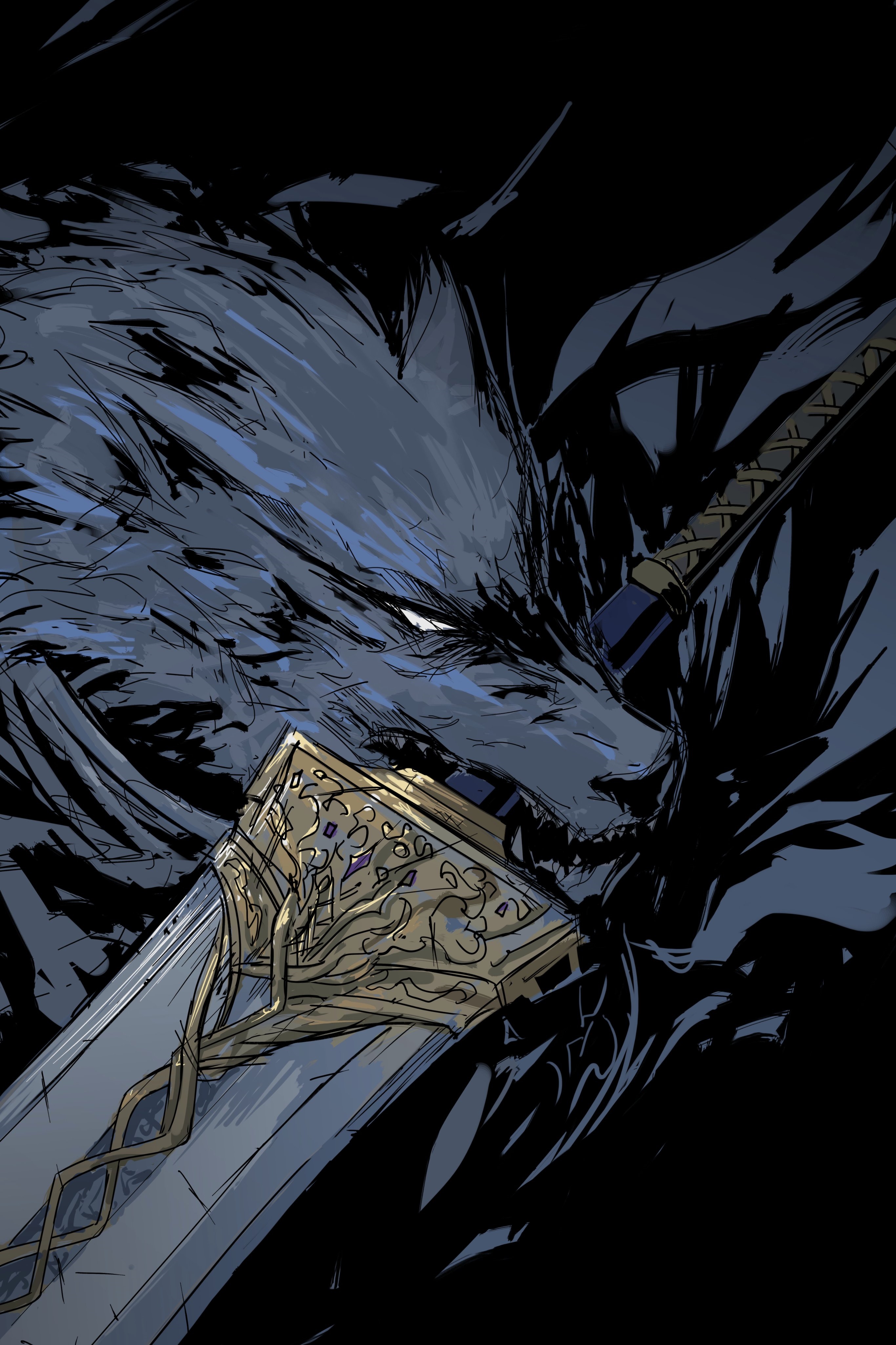 Blaidd the Half-Wolf with a Greatsword HD Phone Wallpaper