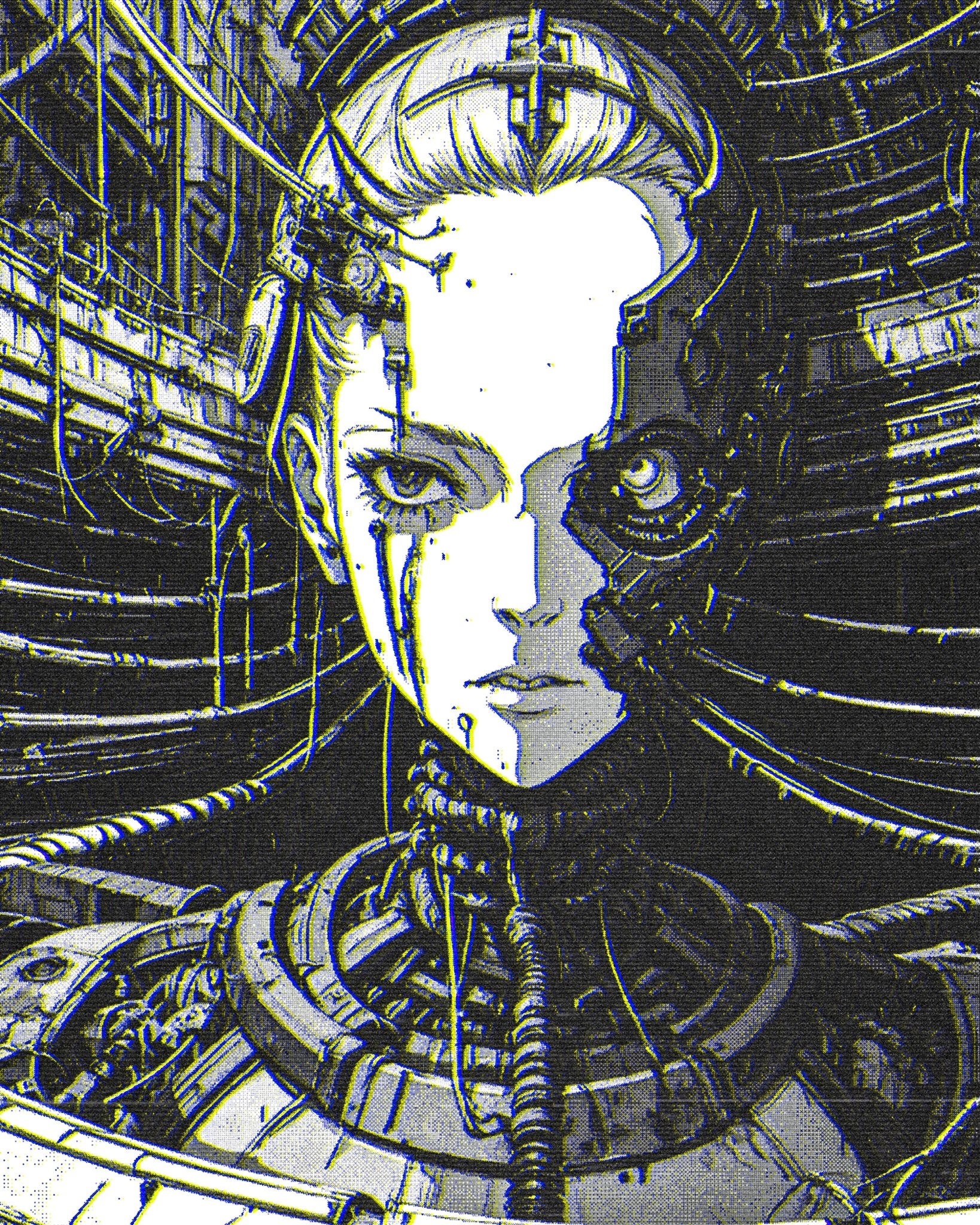 Cyberpunk cyborg with mechanical enhancements HD Phone Wallpaper
